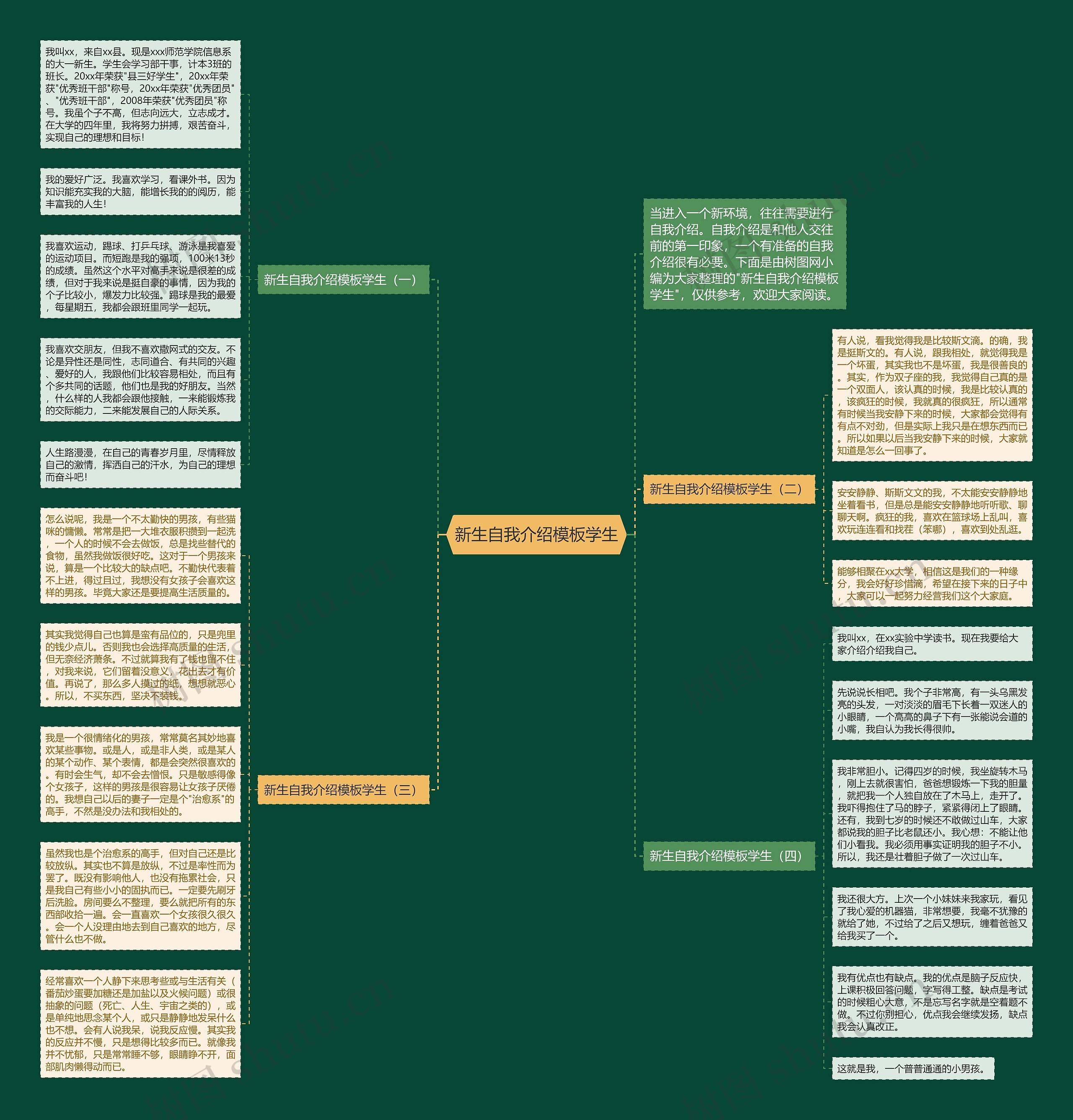 新生自我介绍学生思维导图
