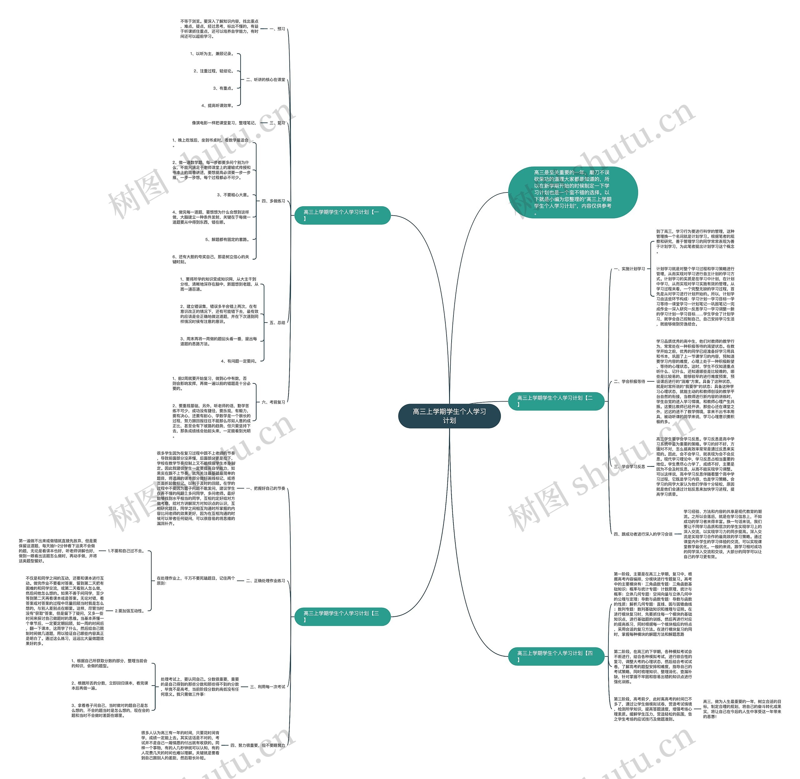 高三上学期学生个人学习计划思维导图