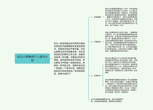 2021小学教师个人读书计划