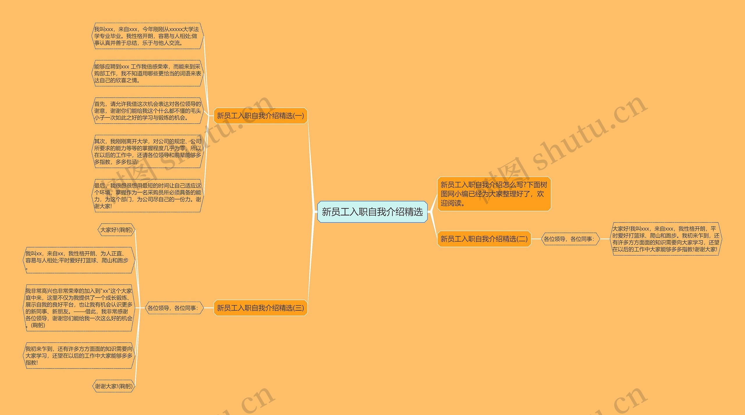 新员工入职自我介绍精选思维导图