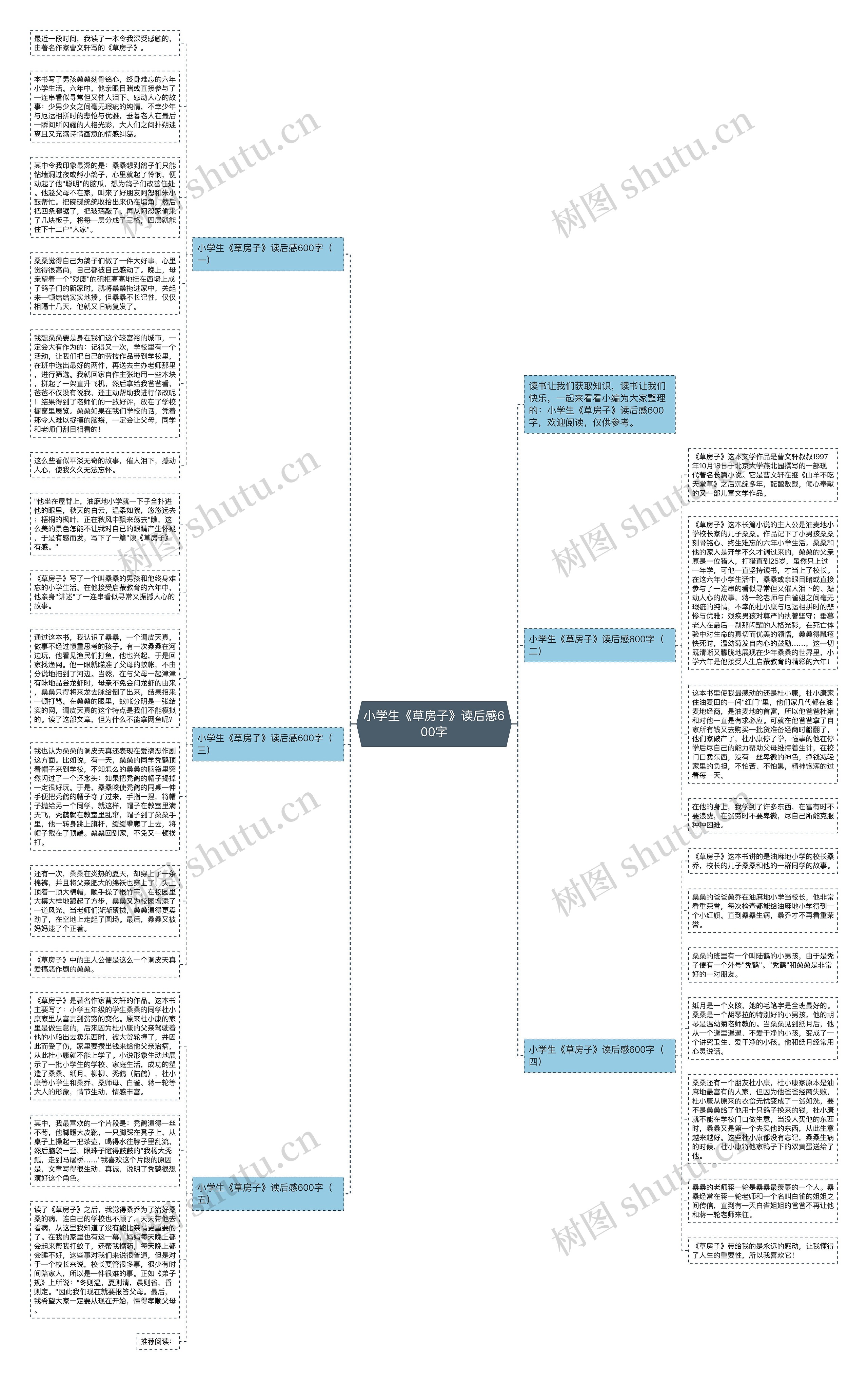 小学生《草房子》读后感600字思维导图