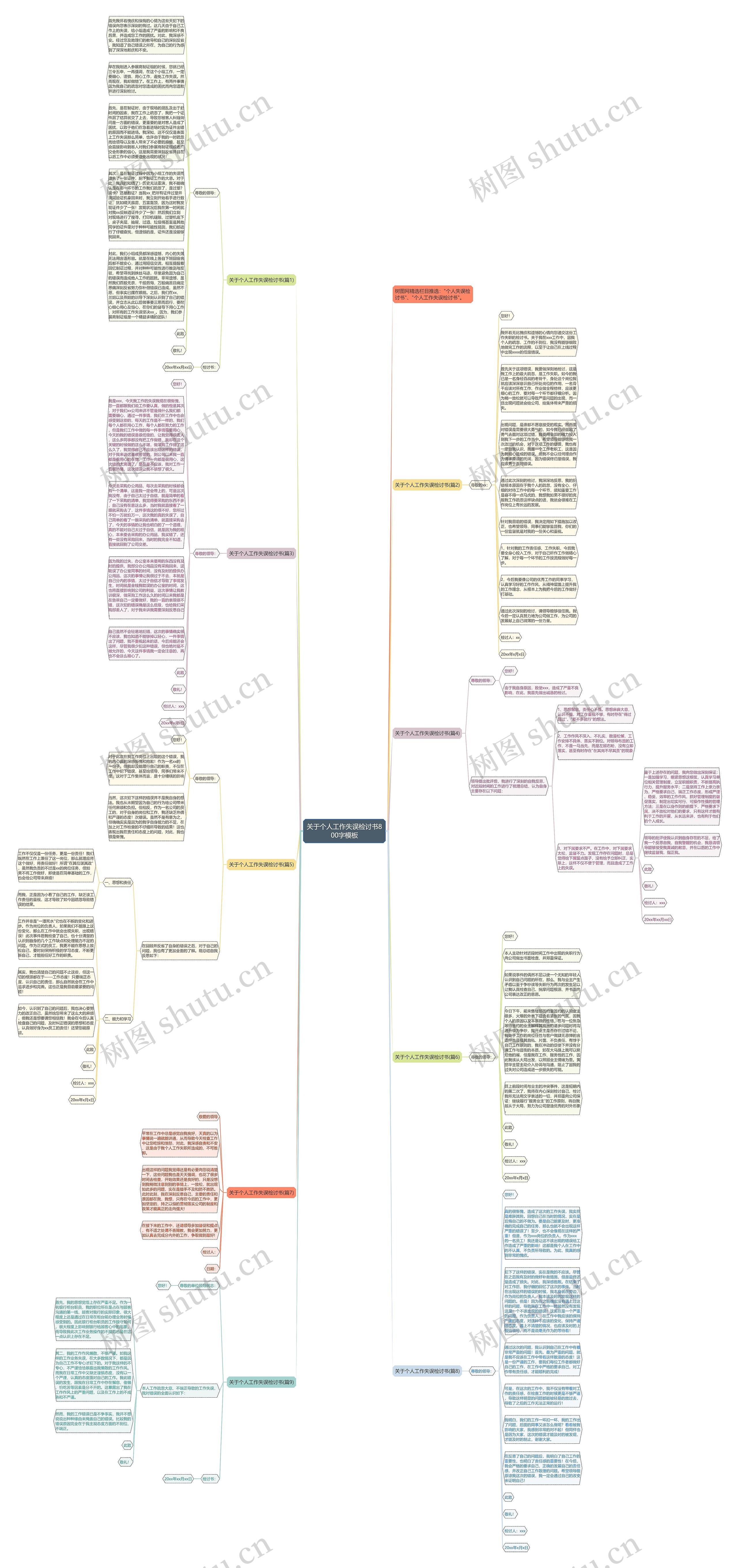 关于个人工作失误检讨书800字思维导图