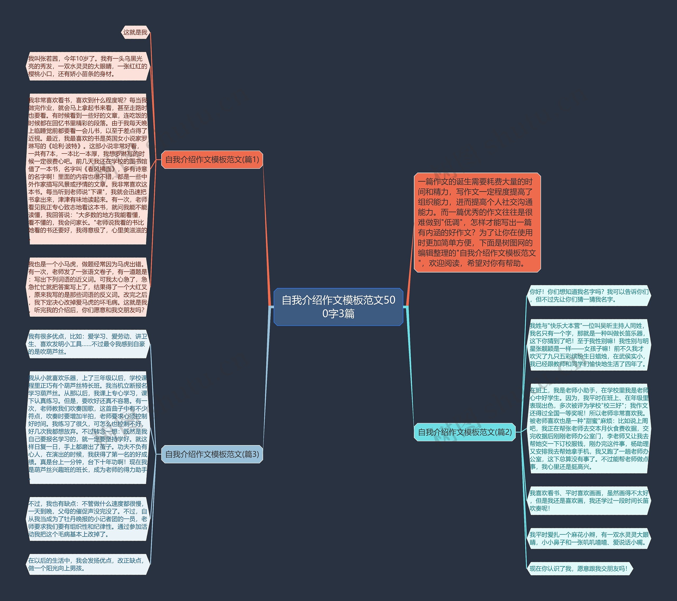 自我介绍作文范文500字3篇思维导图