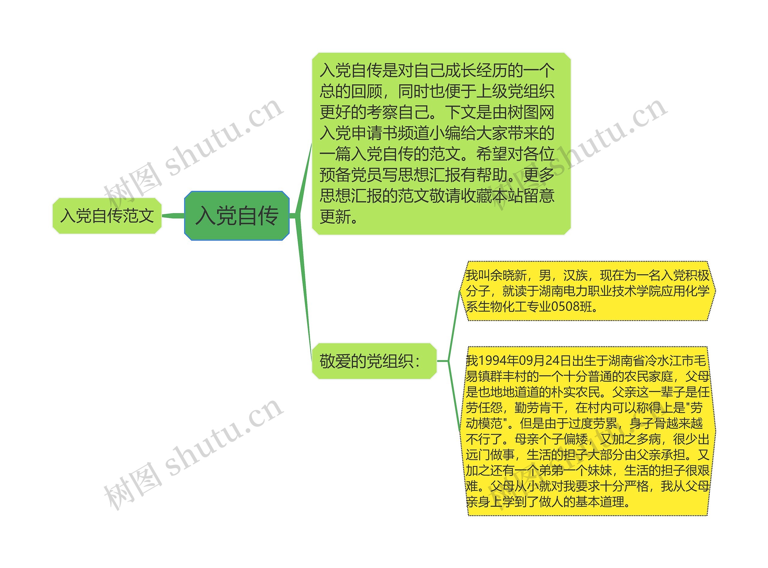 入党自传思维导图