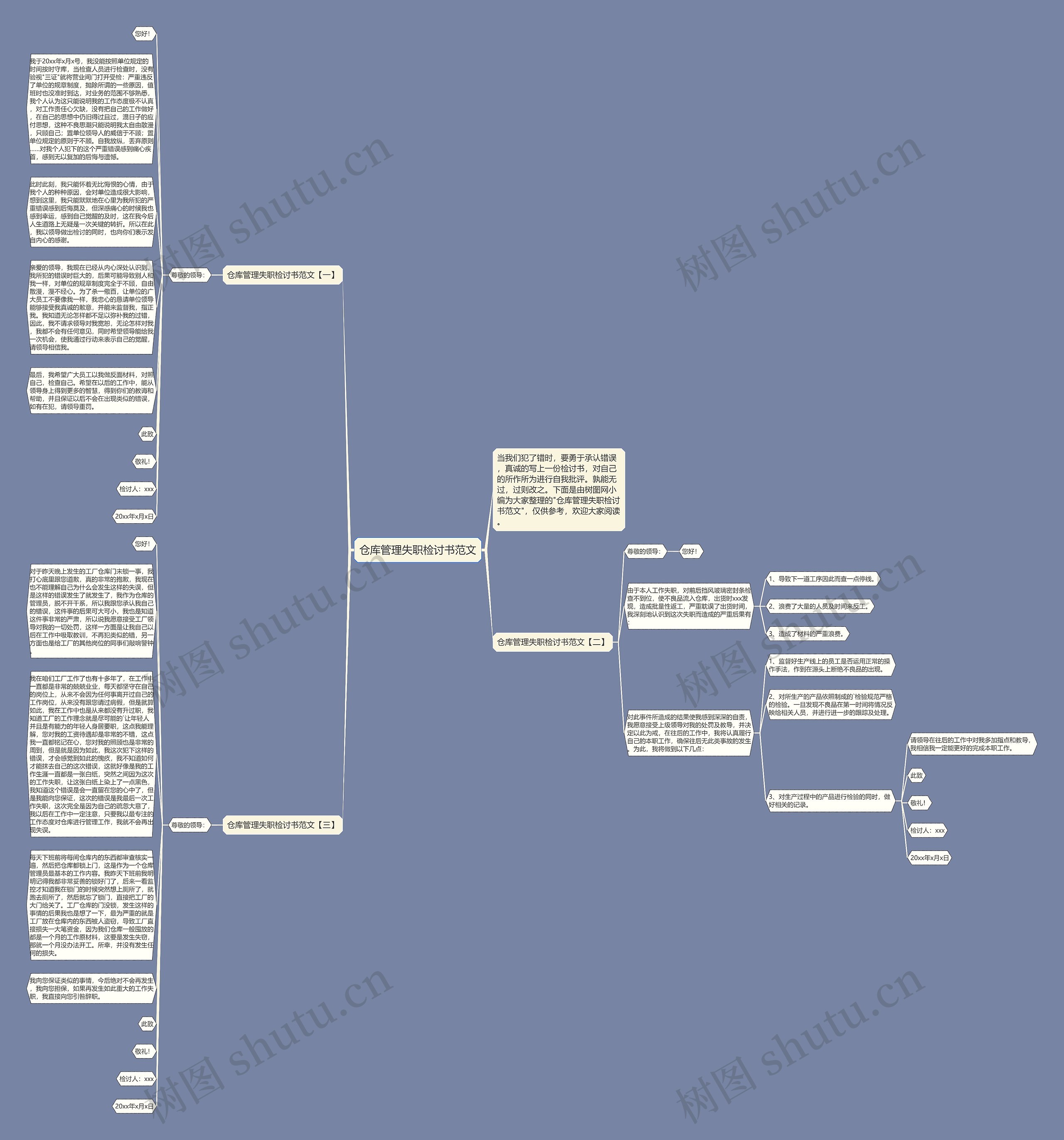 仓库管理失职检讨书范文思维导图