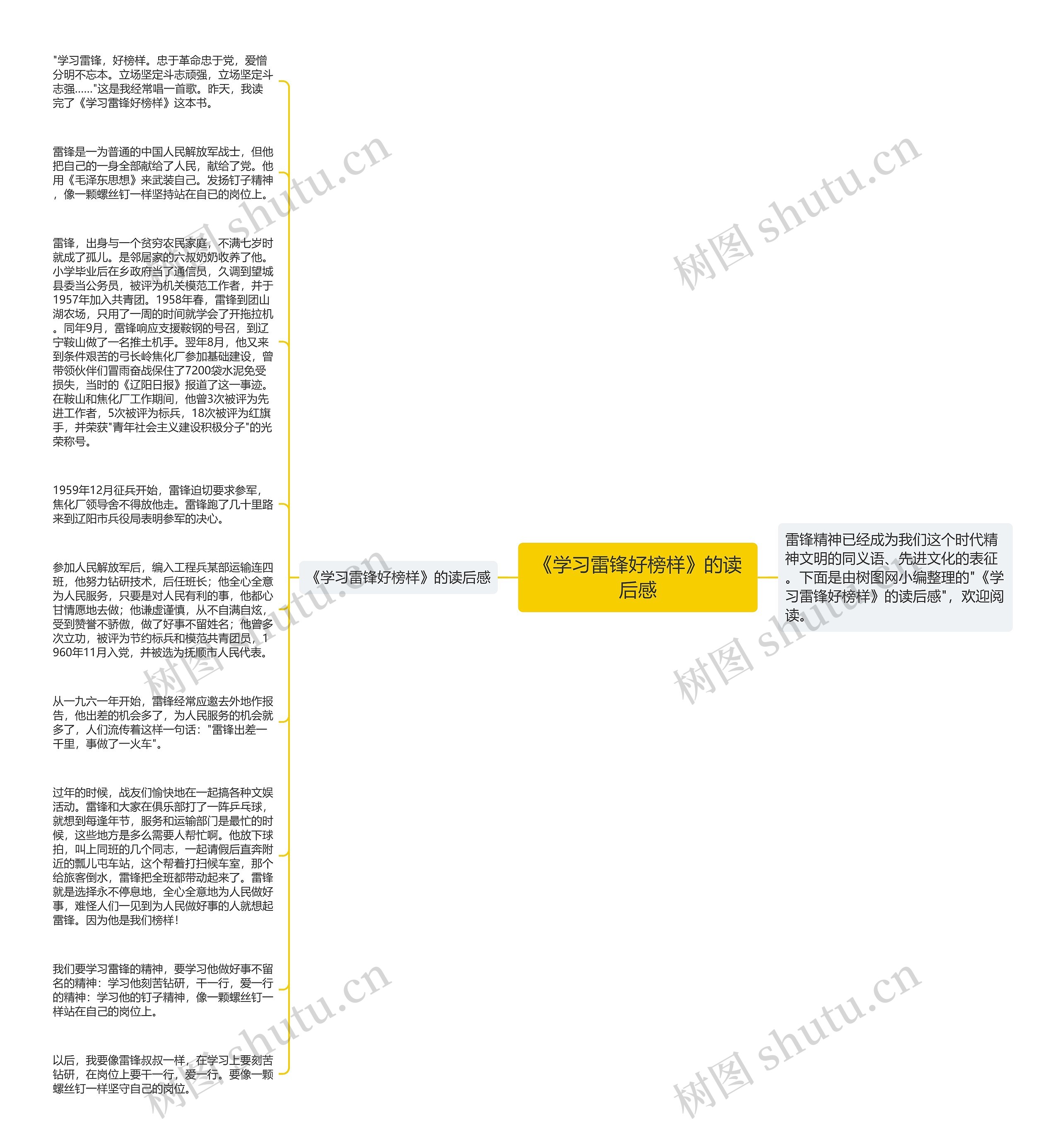 《学习雷锋好榜样》的读后感思维导图