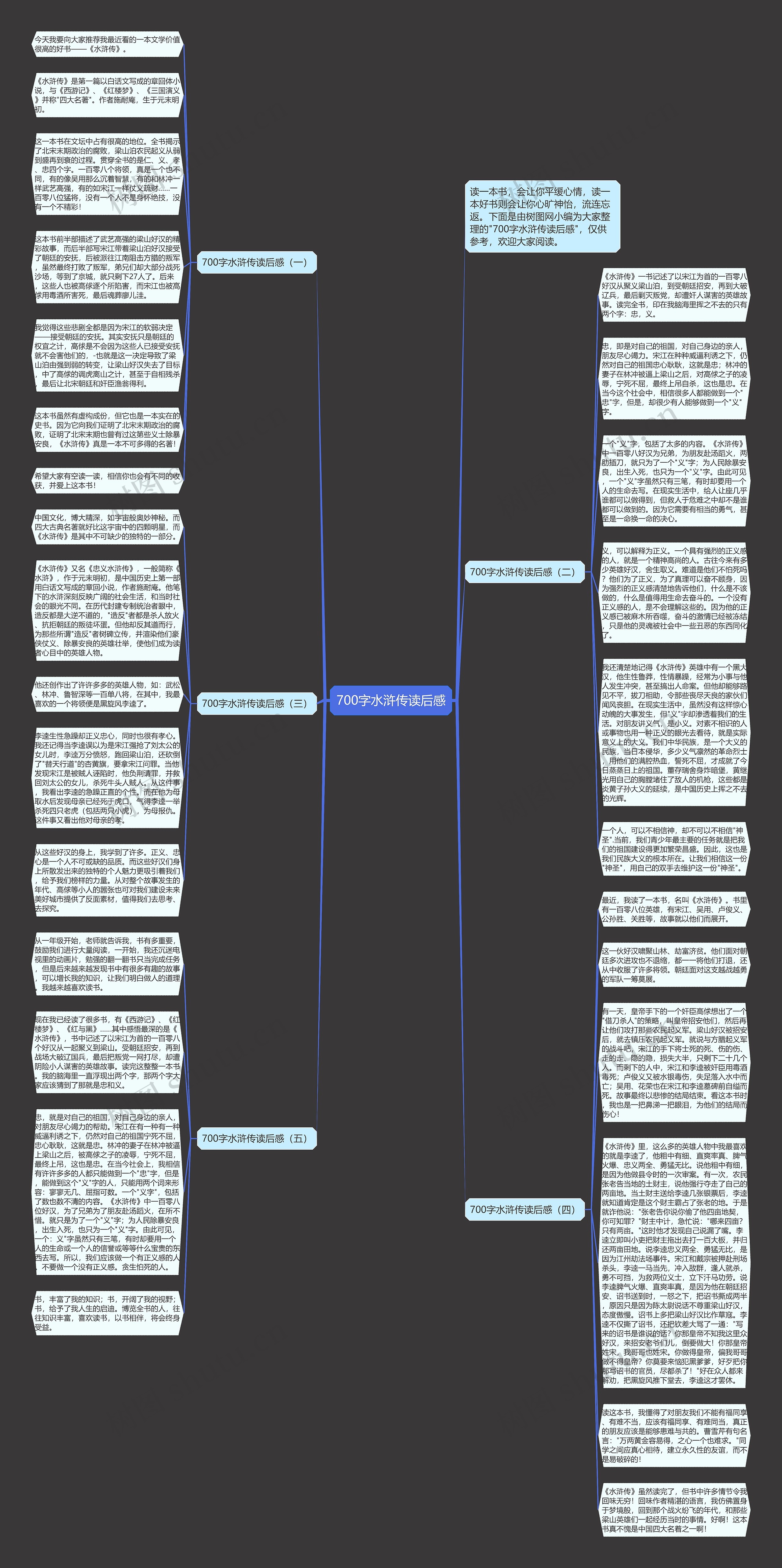 700字水浒传读后感思维导图