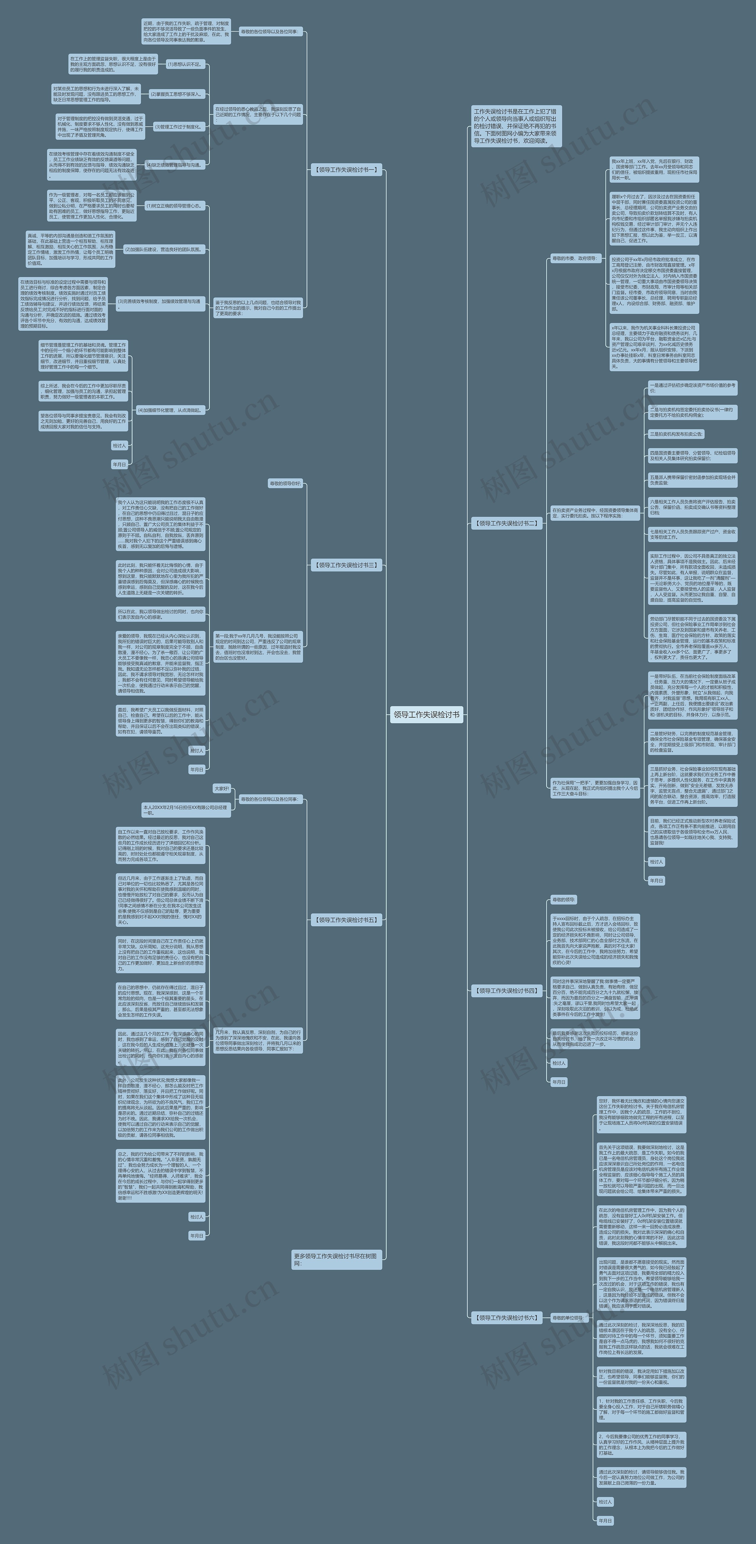 领导工作失误检讨书思维导图