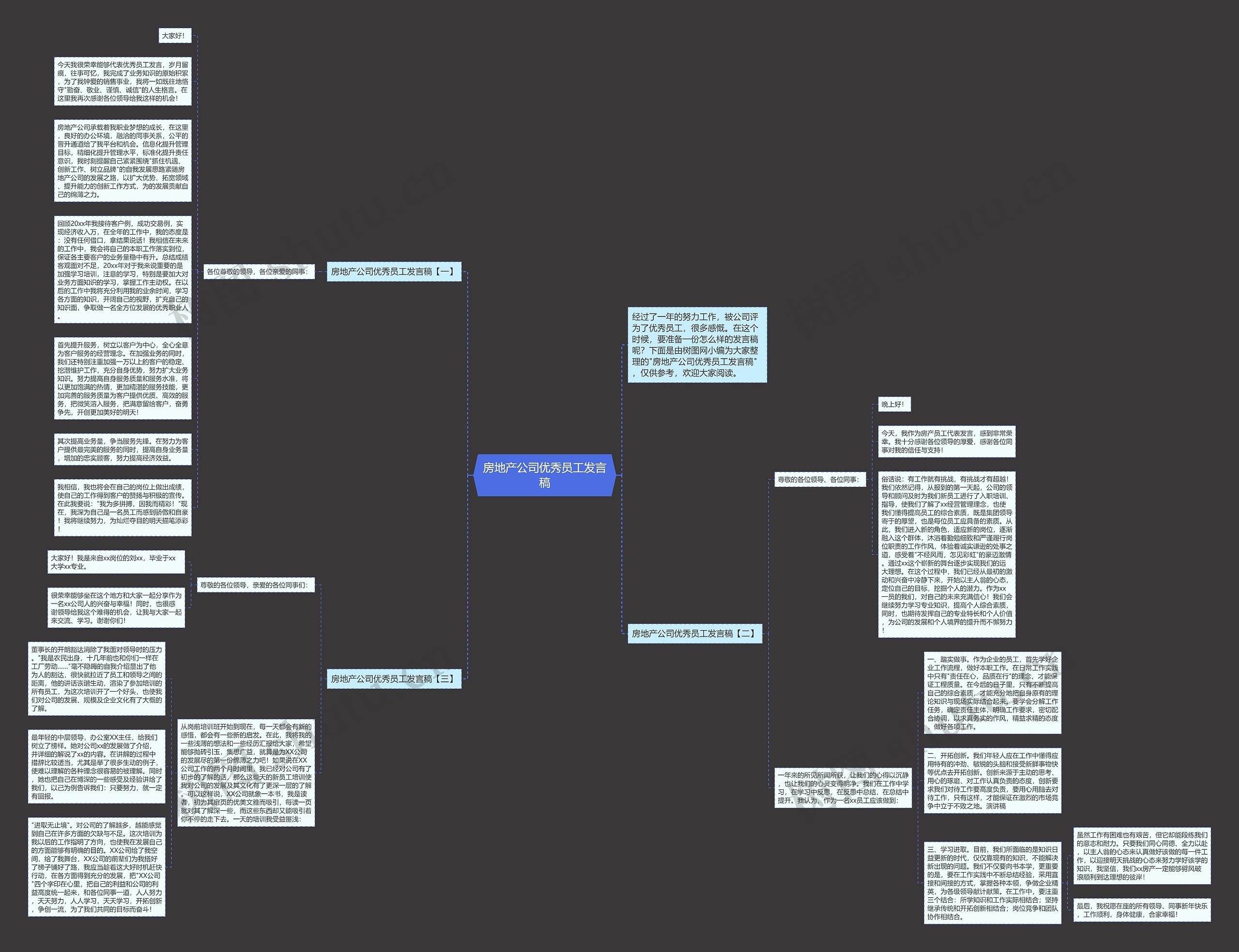 房地产公司优秀员工发言稿思维导图