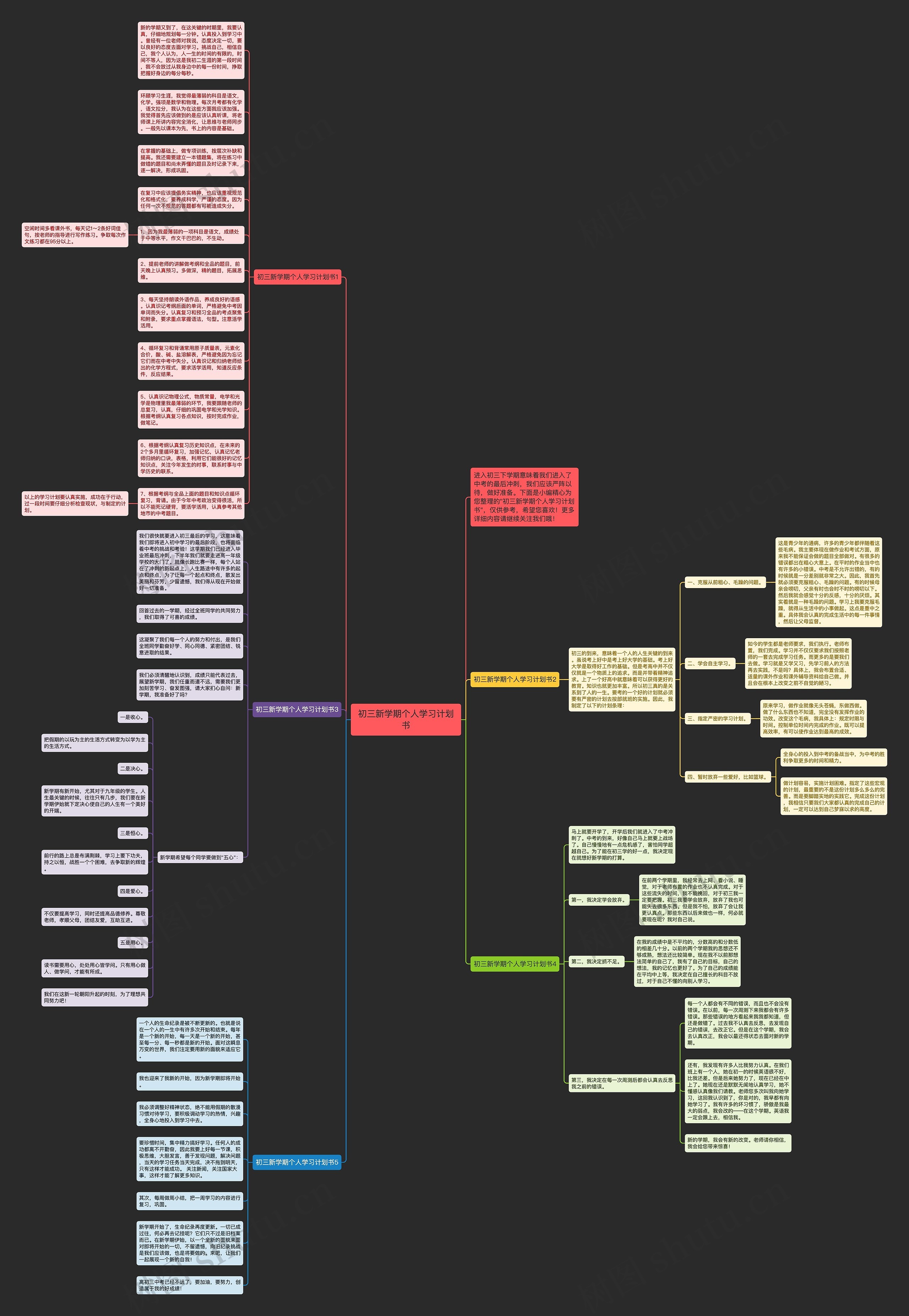 初三新学期个人学习计划书思维导图