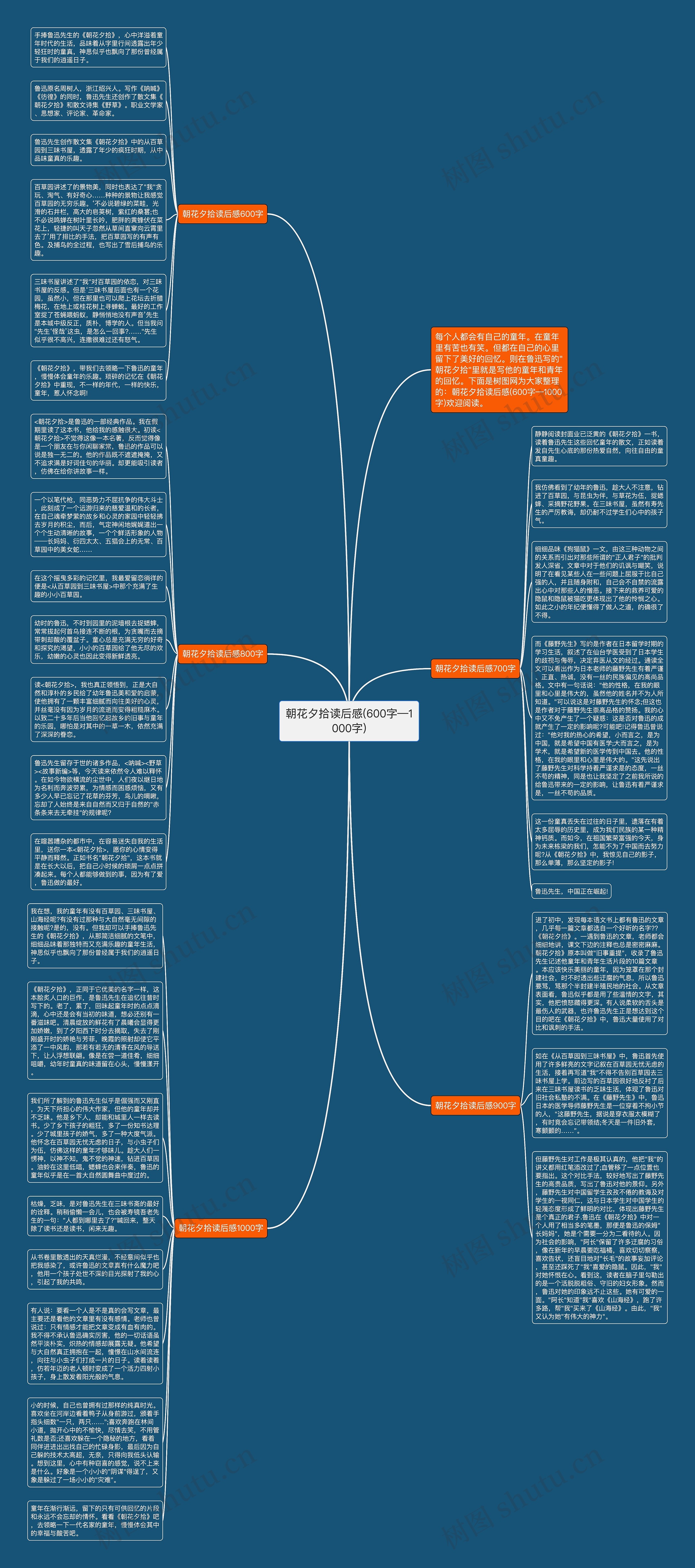 朝花夕拾读后感(600字—1000字)思维导图