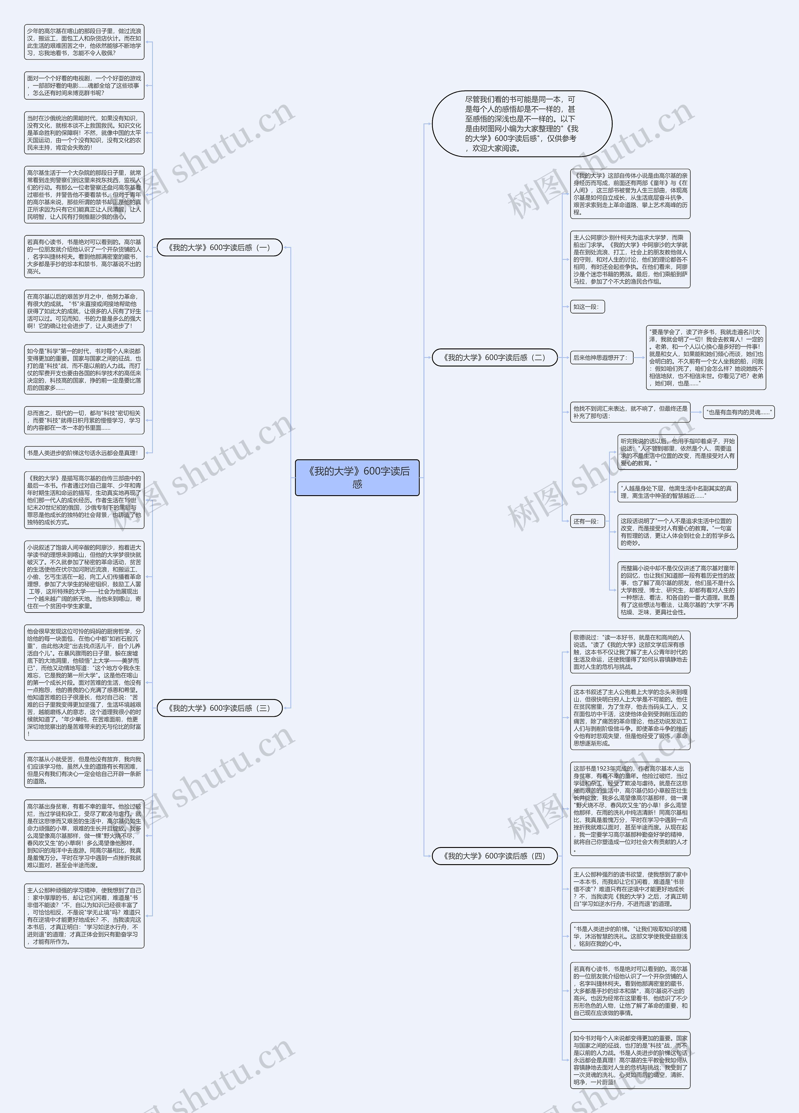 《我的大学》600字读后感思维导图