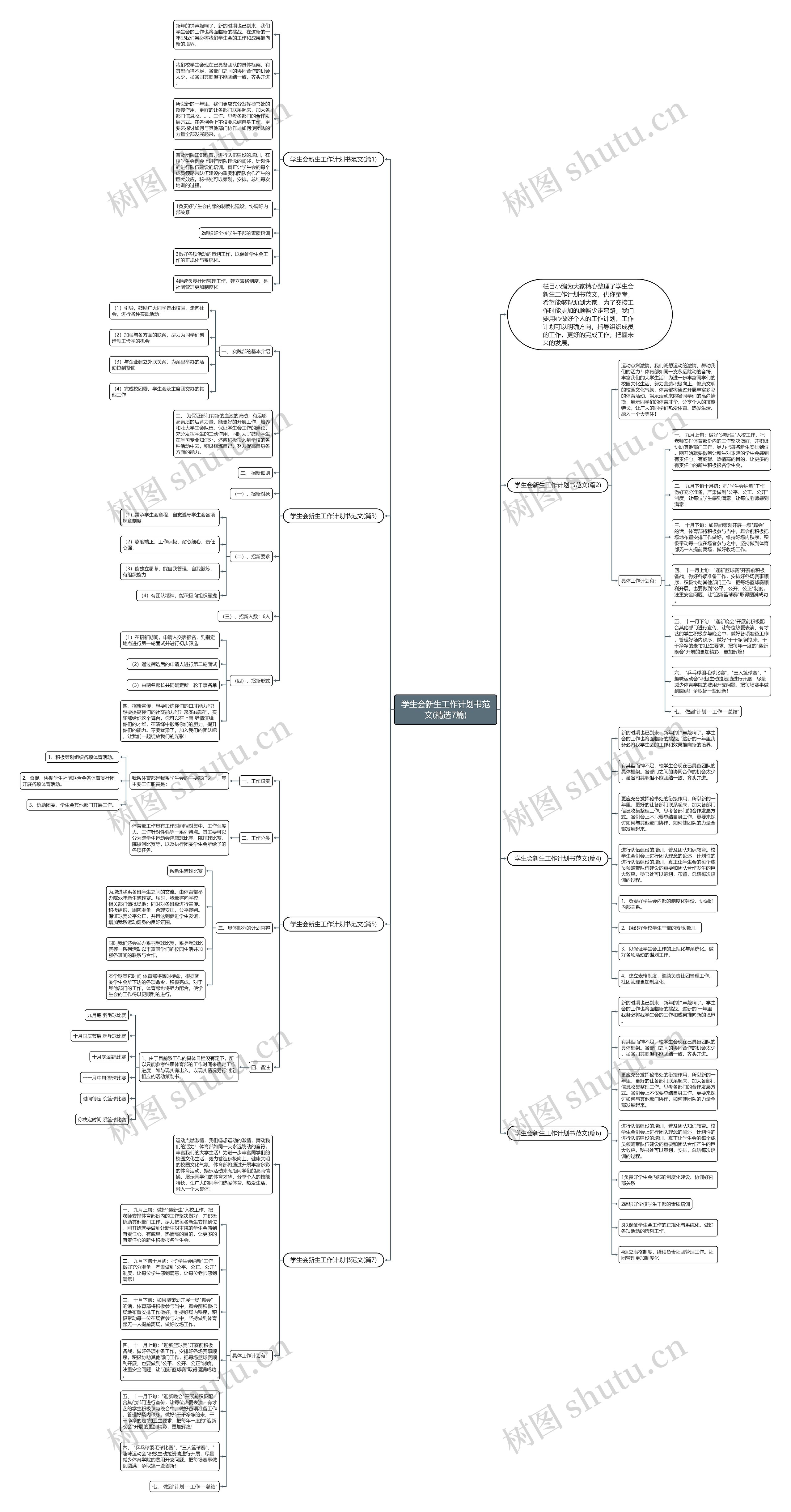 学生会新生工作计划书范文(精选7篇)思维导图