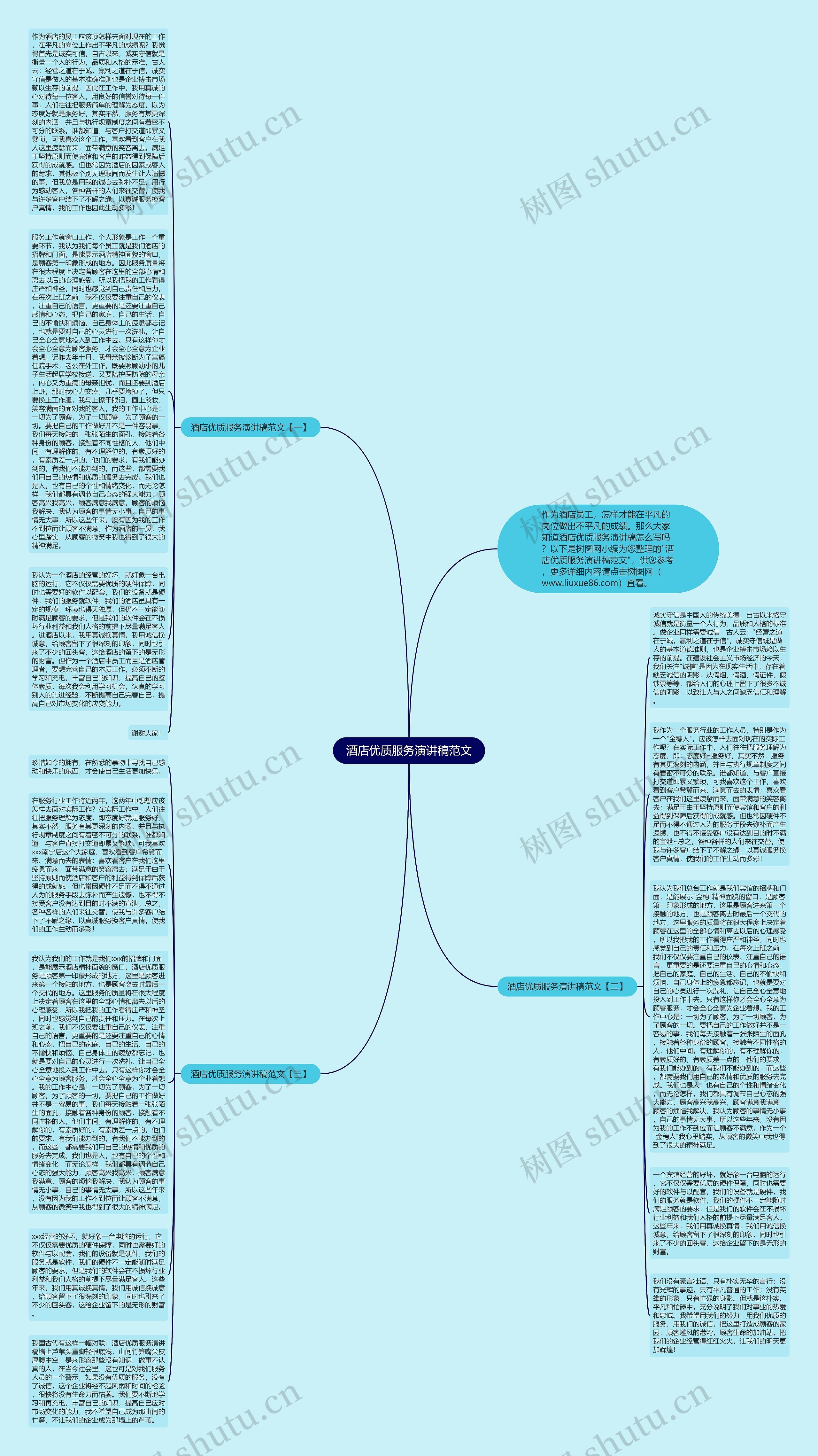 酒店优质服务演讲稿范文思维导图