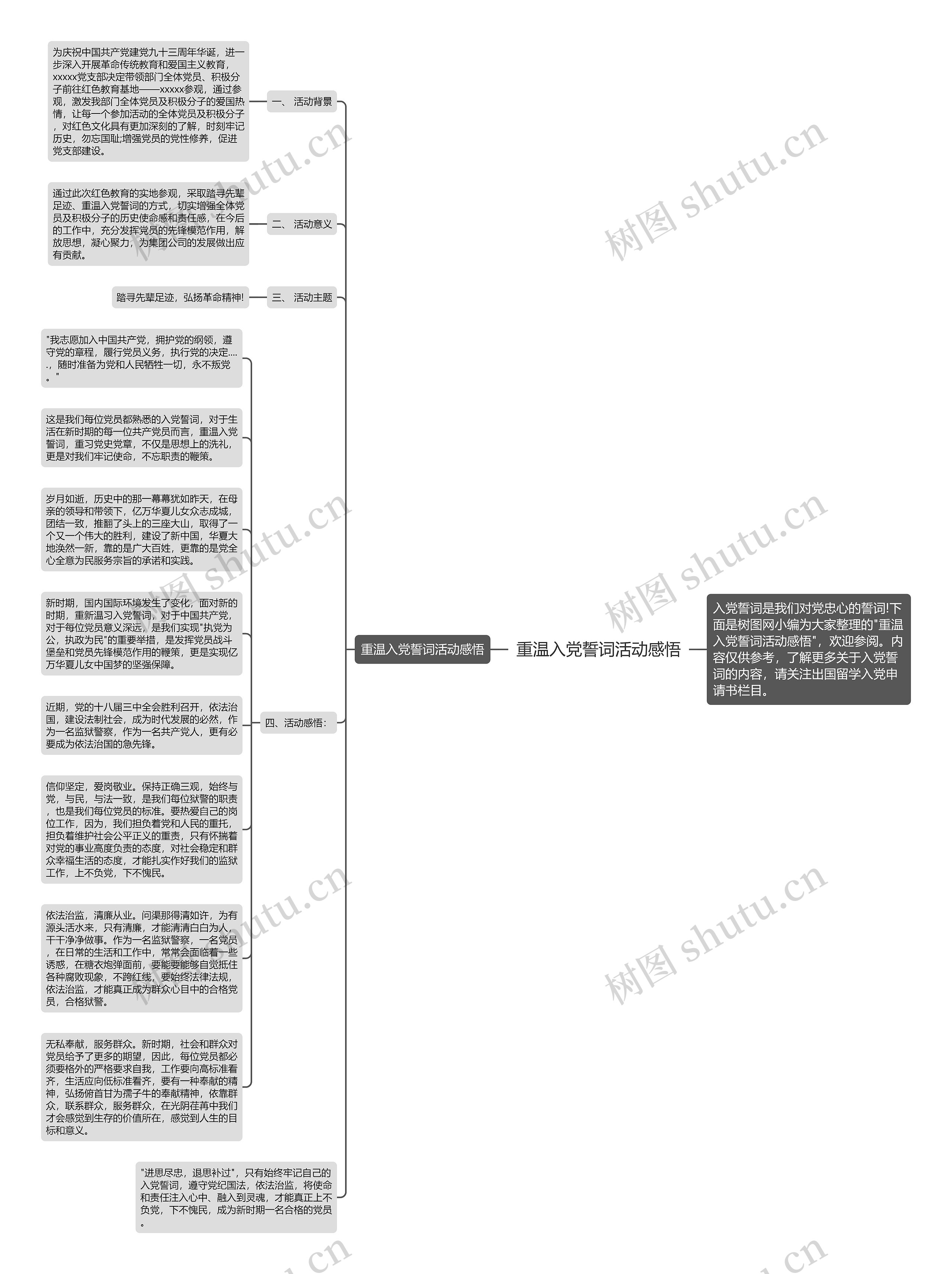 重温入党誓词活动感悟思维导图