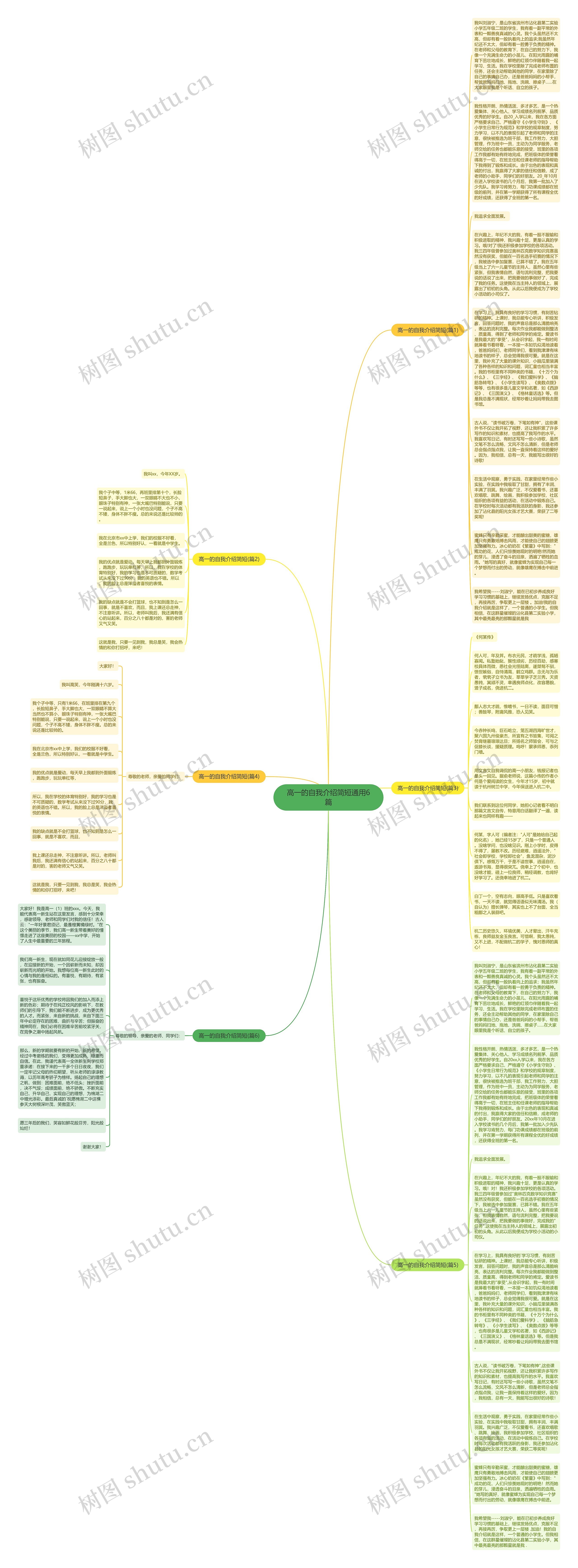 高一的自我介绍简短通用6篇思维导图