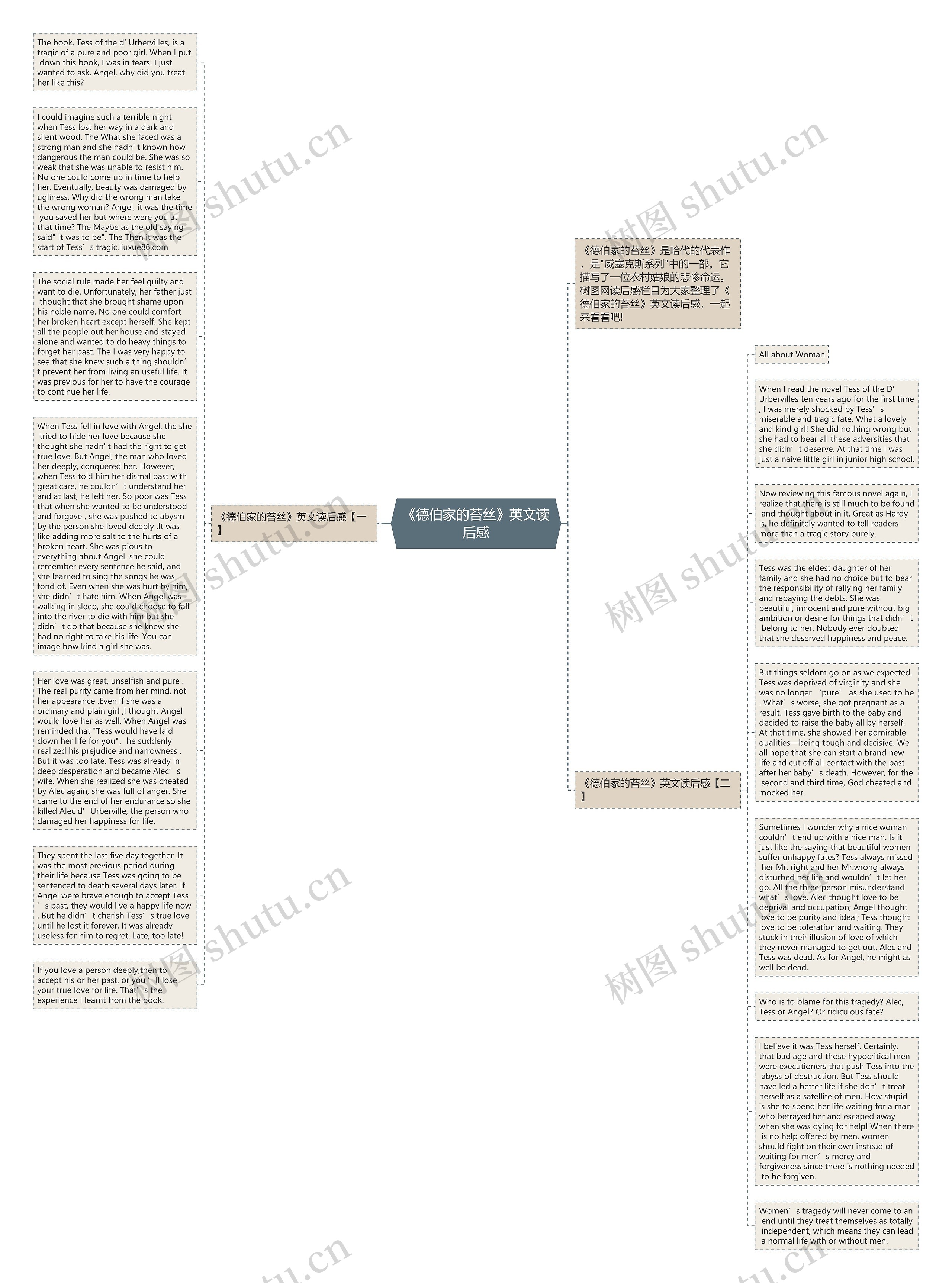 《德伯家的苔丝》英文读后感思维导图