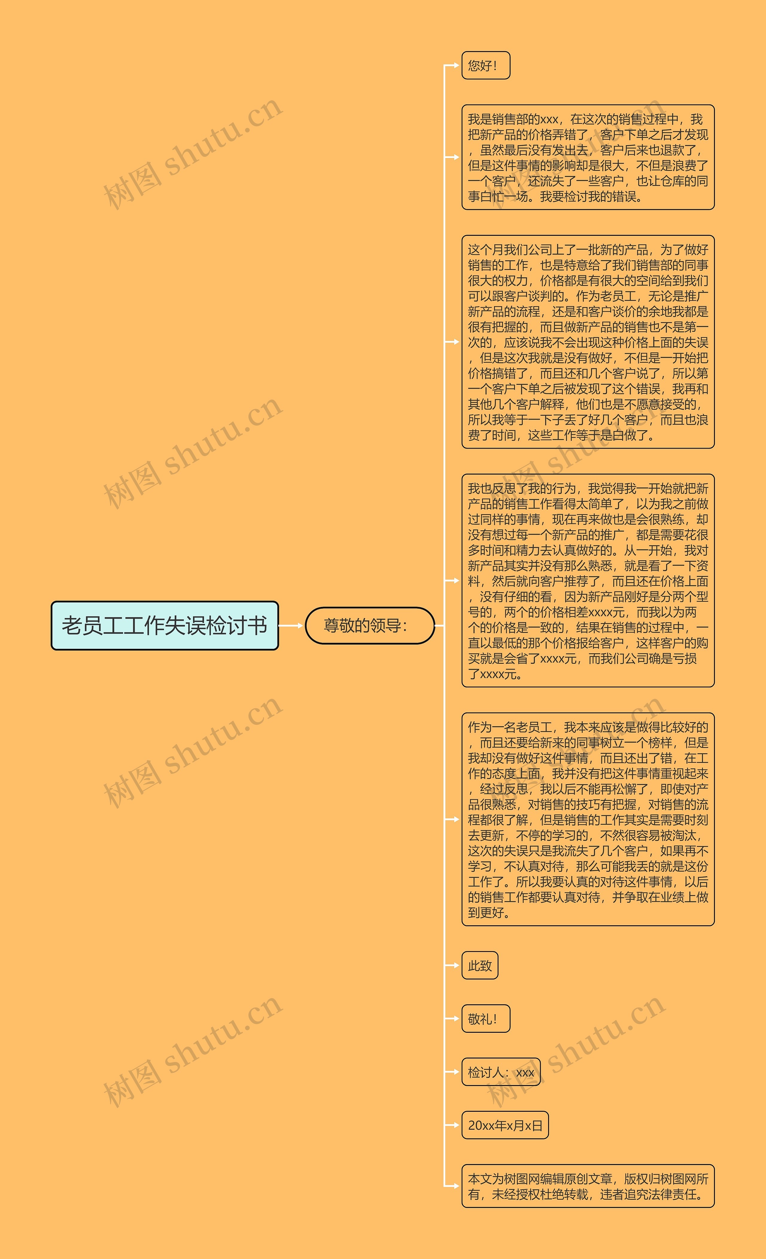 老员工工作失误检讨书思维导图