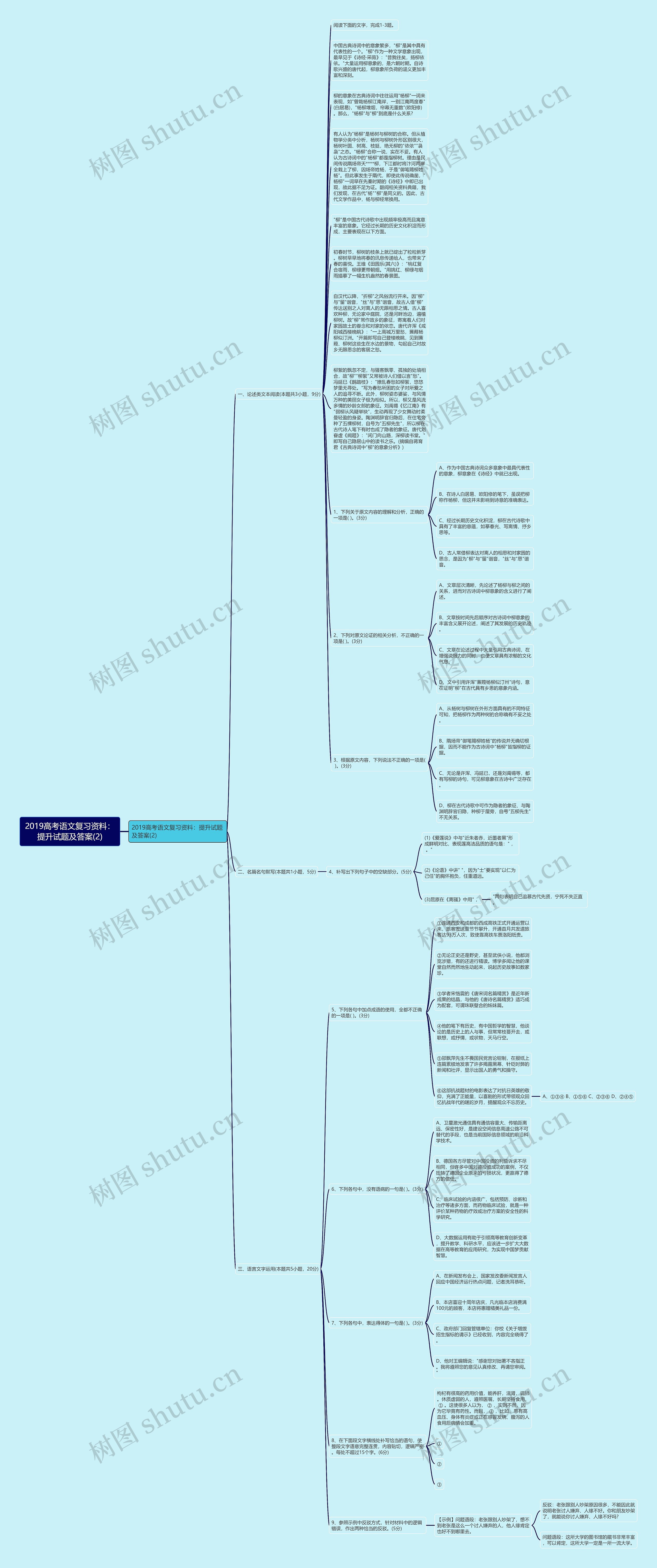 2019高考语文复习资料：提升试题及答案(2)思维导图