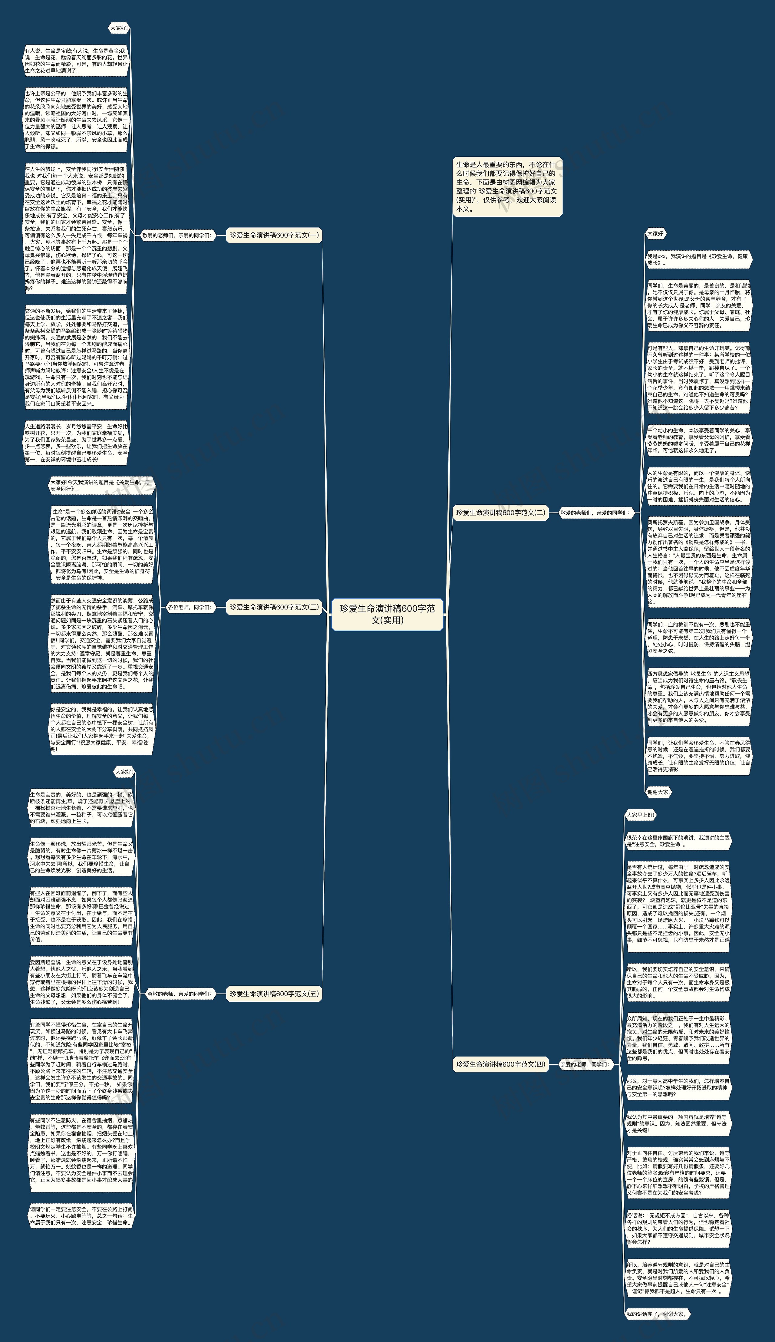 珍爱生命演讲稿600字范文(实用)思维导图