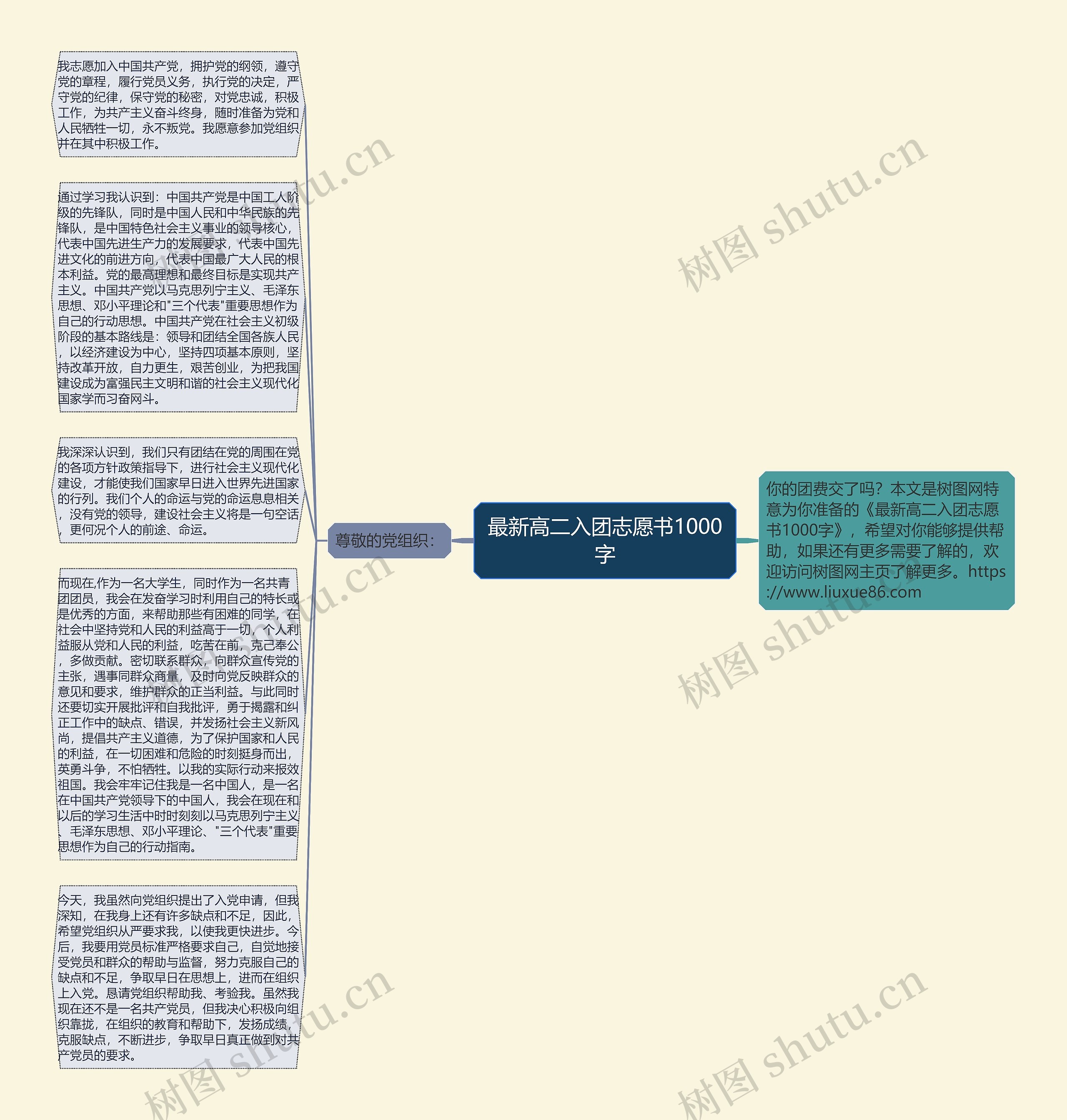 最新高二入团志愿书1000字思维导图