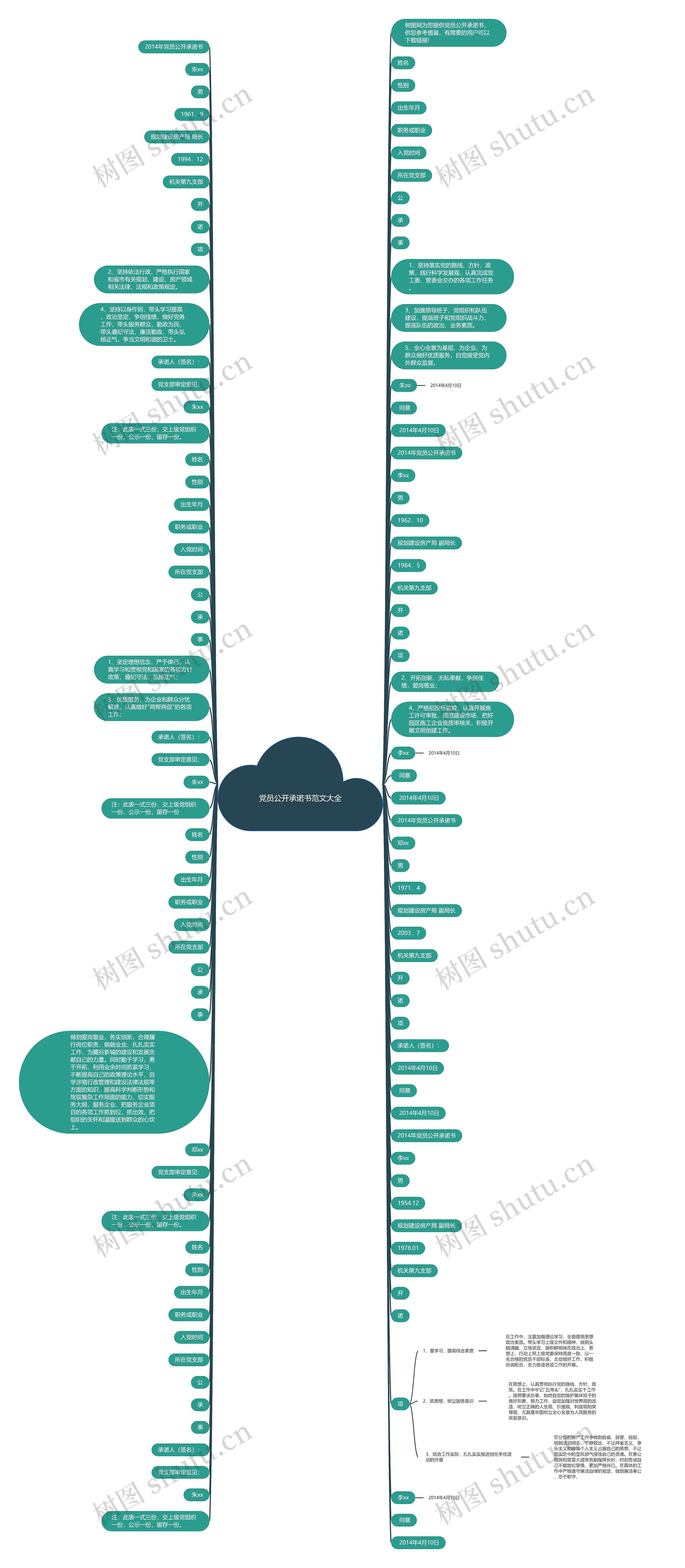 党员公开承诺书范文大全思维导图