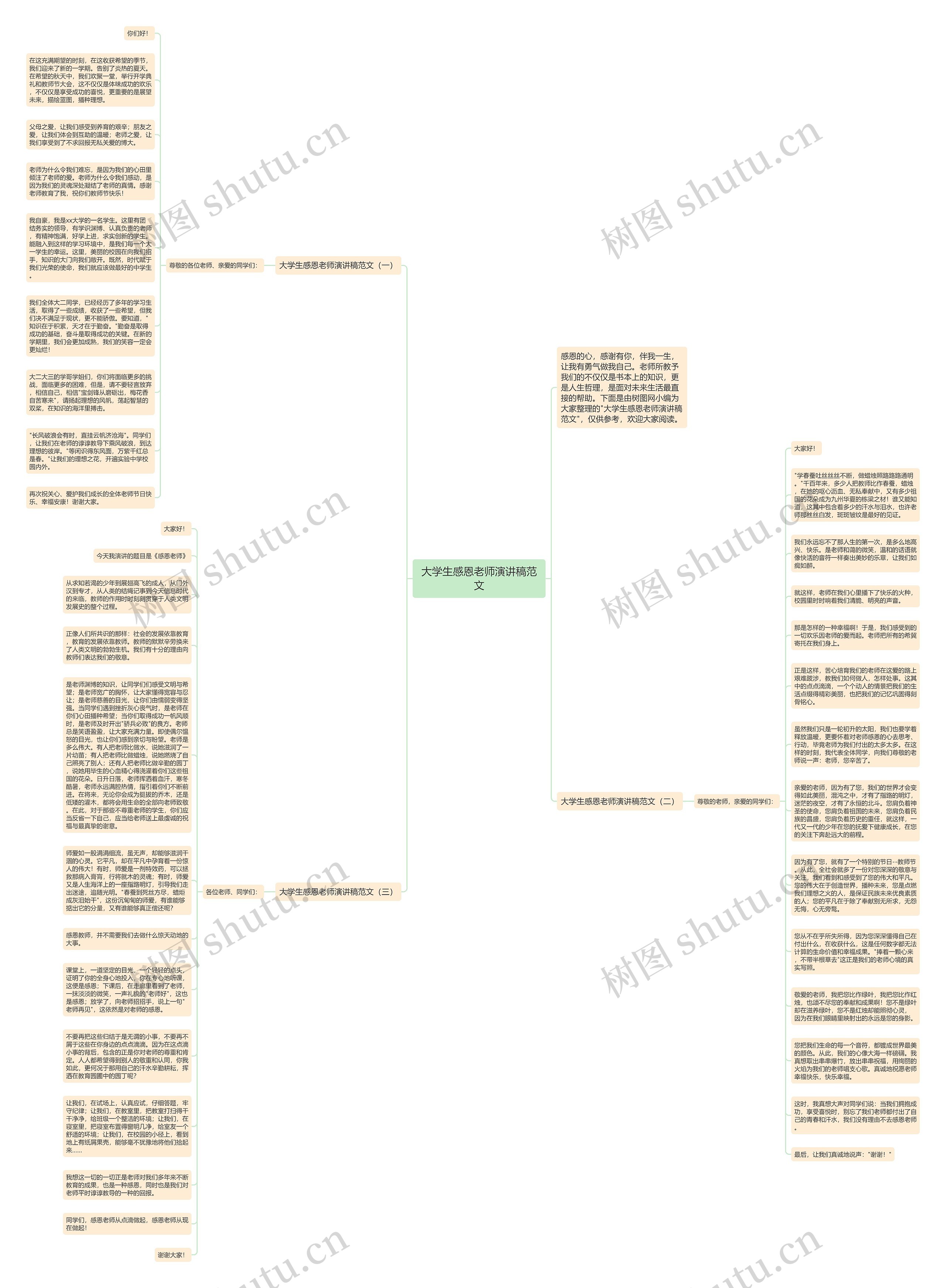 大学生感恩老师演讲稿范文思维导图