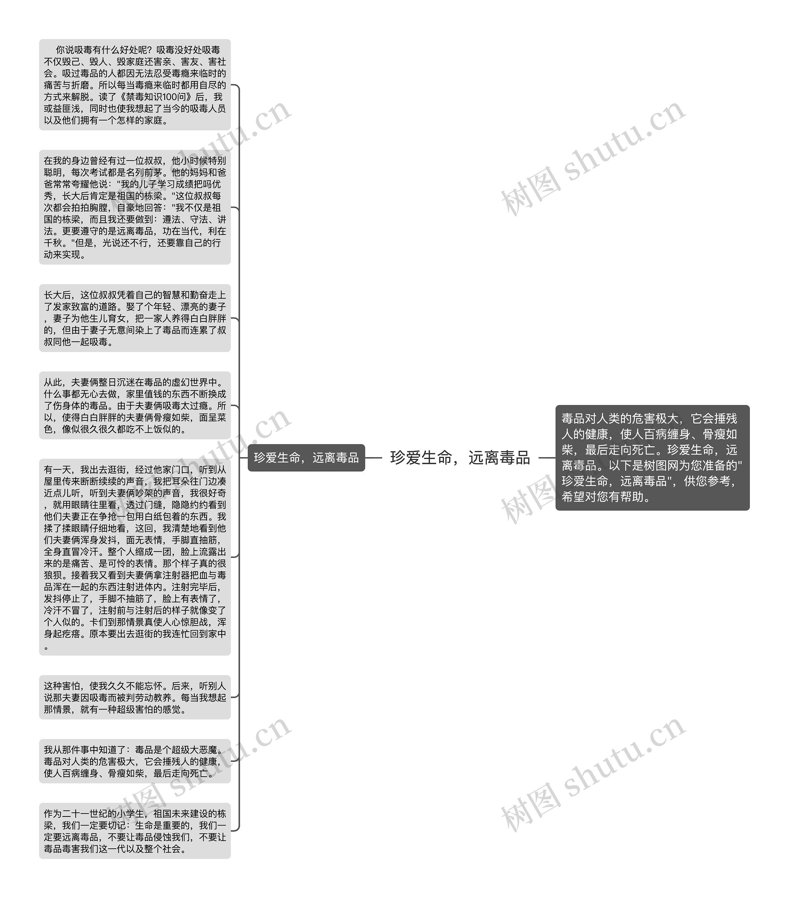 珍爱生命，远离毒品思维导图