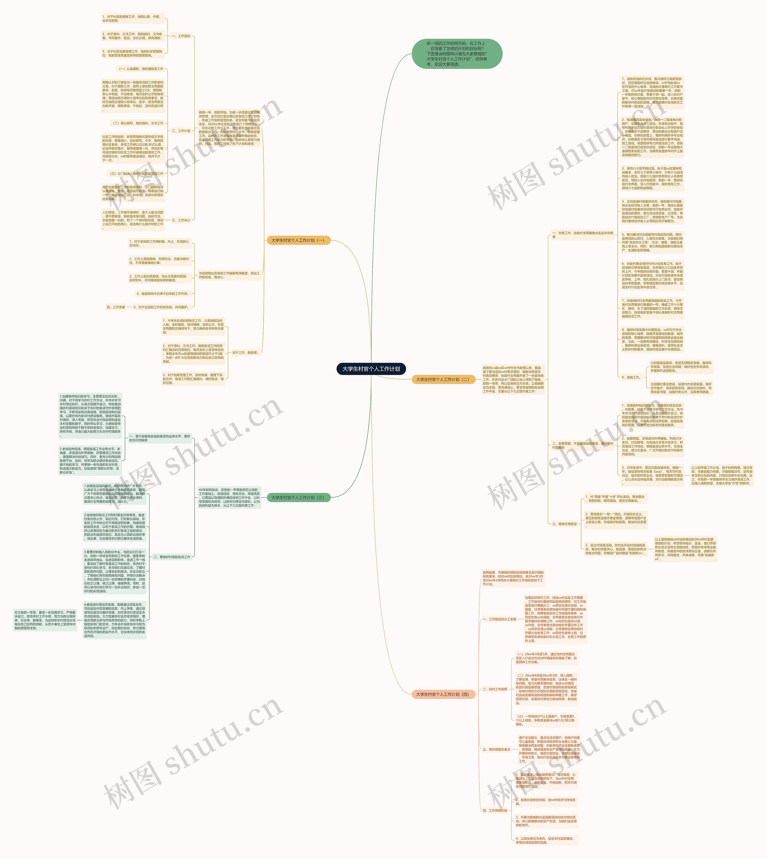 大学生村官个人工作计划思维导图