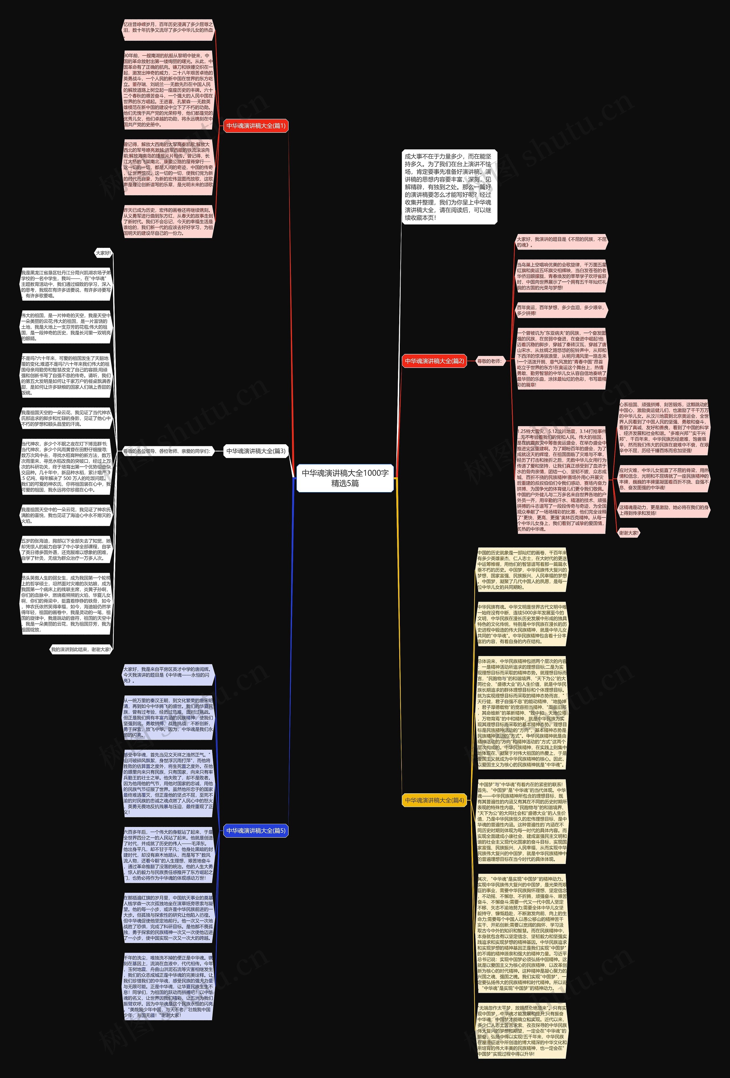 中华魂演讲稿大全1000字精选5篇思维导图