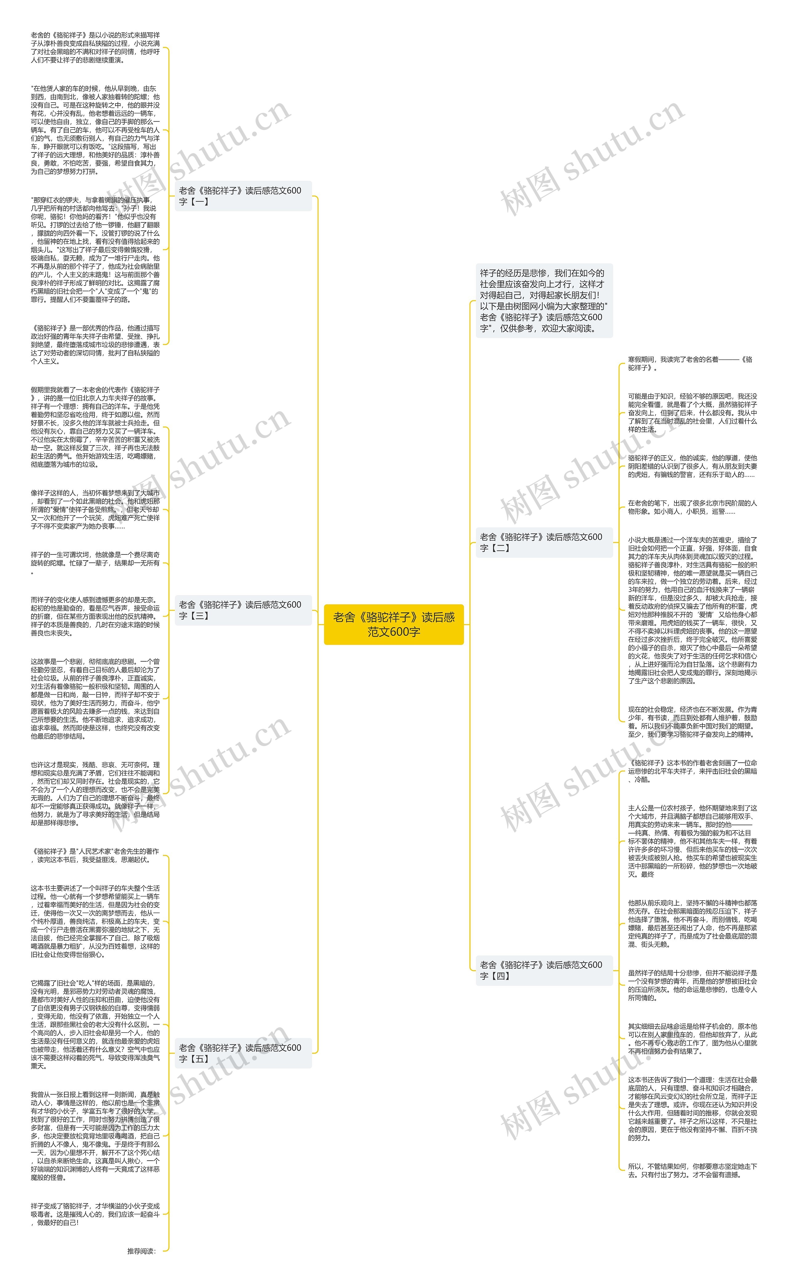 老舍《骆驼祥子》读后感范文600字思维导图