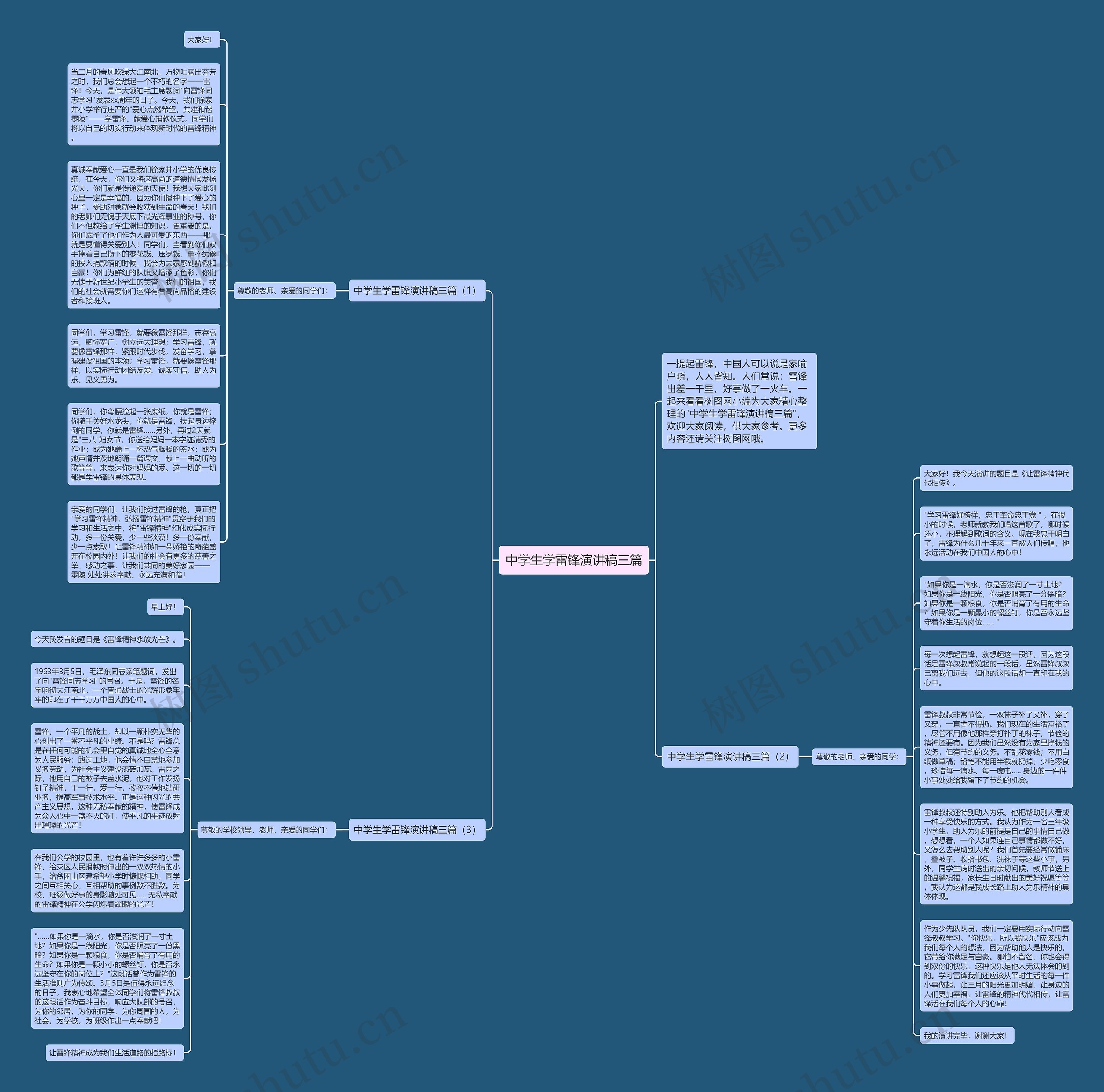 中学生学雷锋演讲稿三篇思维导图