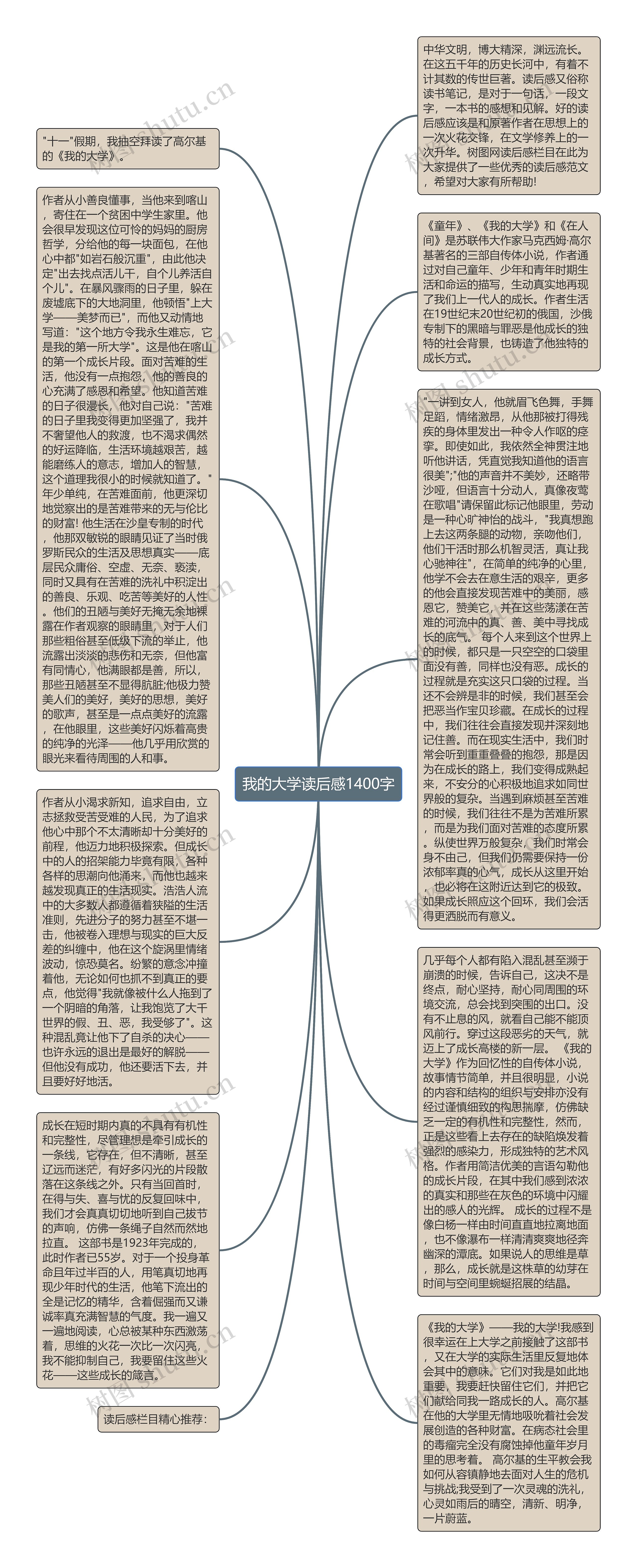 我的大学读后感1400字思维导图