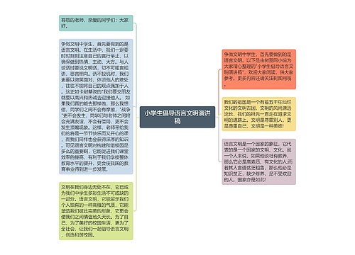 小学生倡导语言文明演讲稿