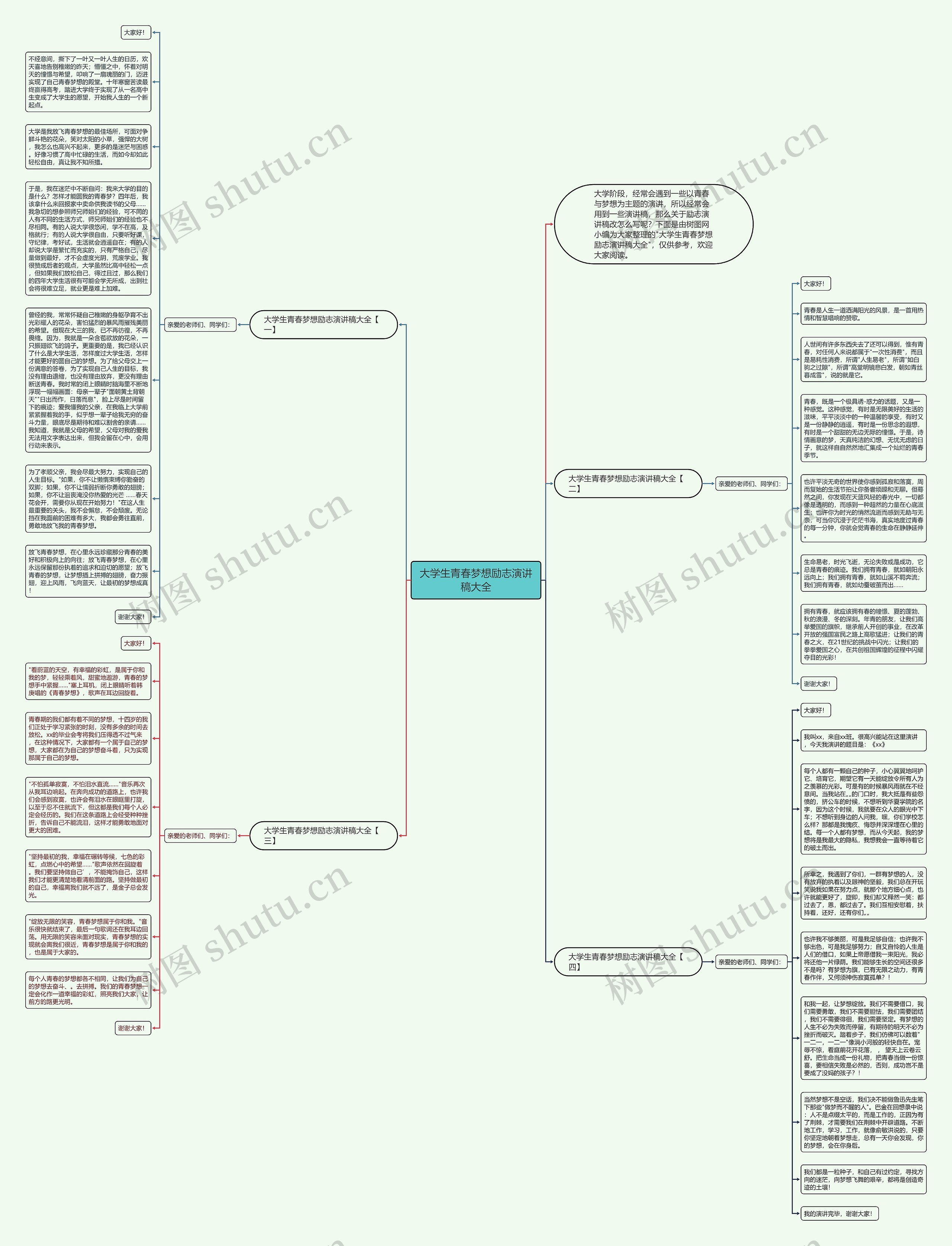 大学生青春梦想励志演讲稿大全思维导图