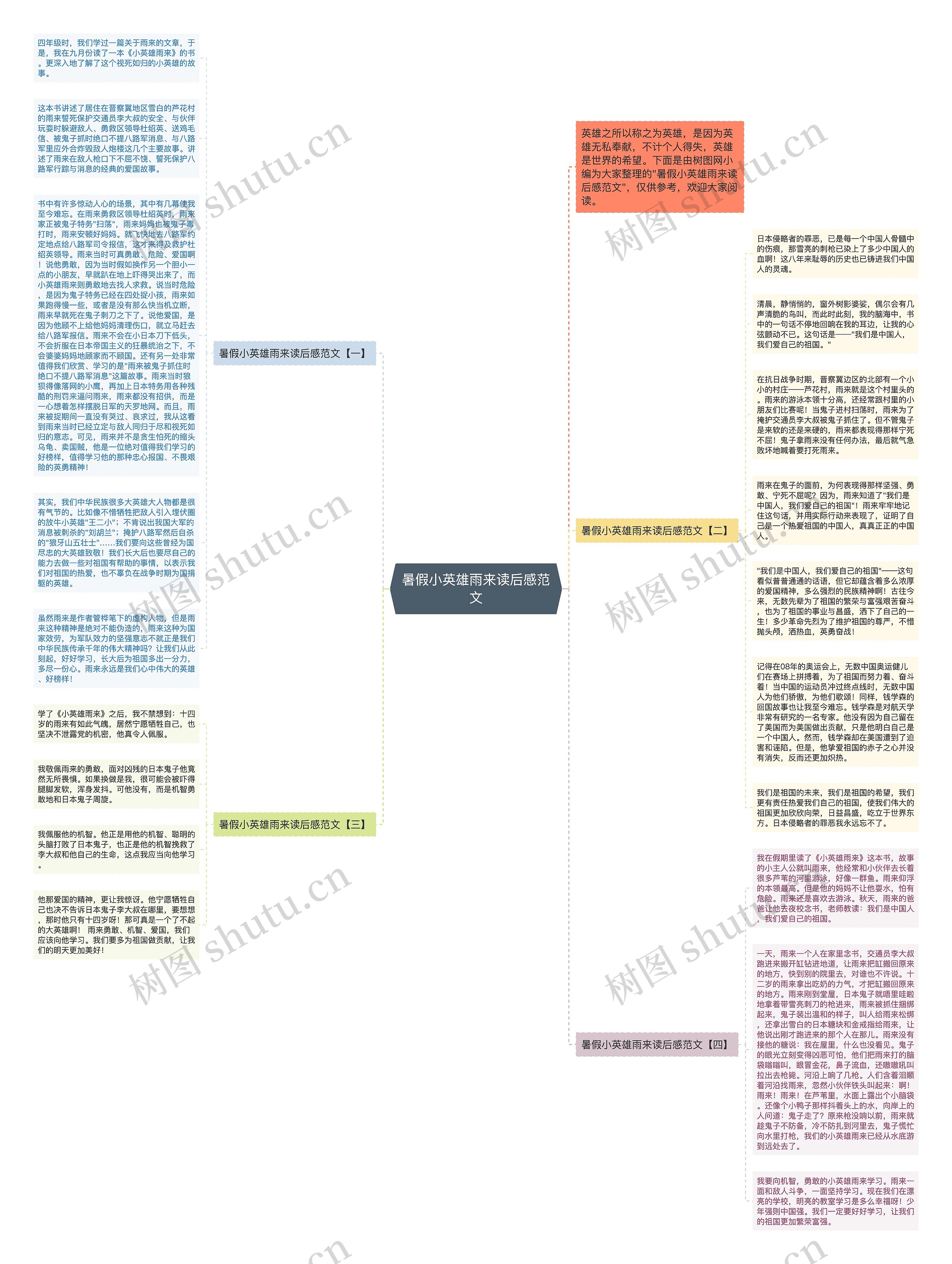 暑假小英雄雨来读后感范文思维导图