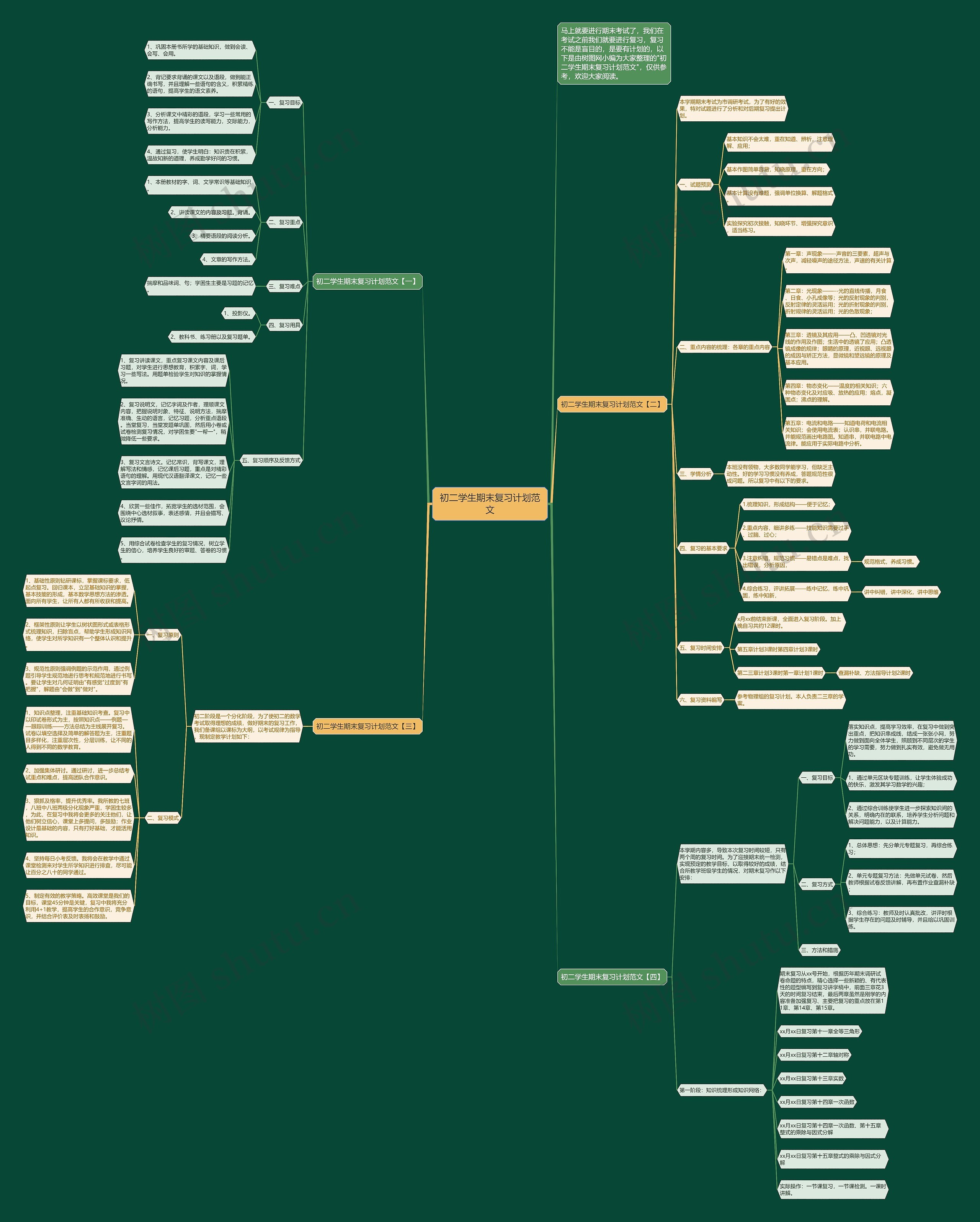初二学生期末复习计划范文思维导图