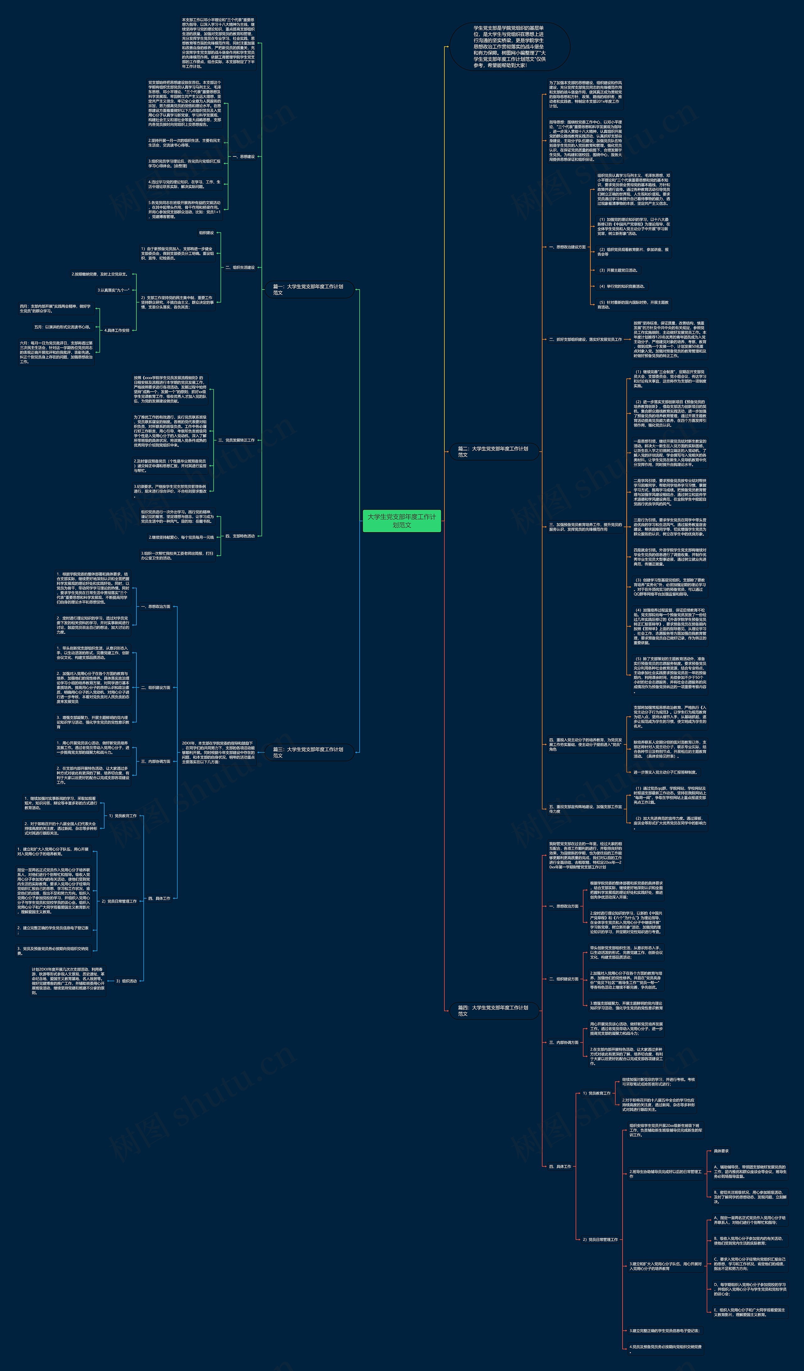 大学生党支部年度工作计划范文思维导图