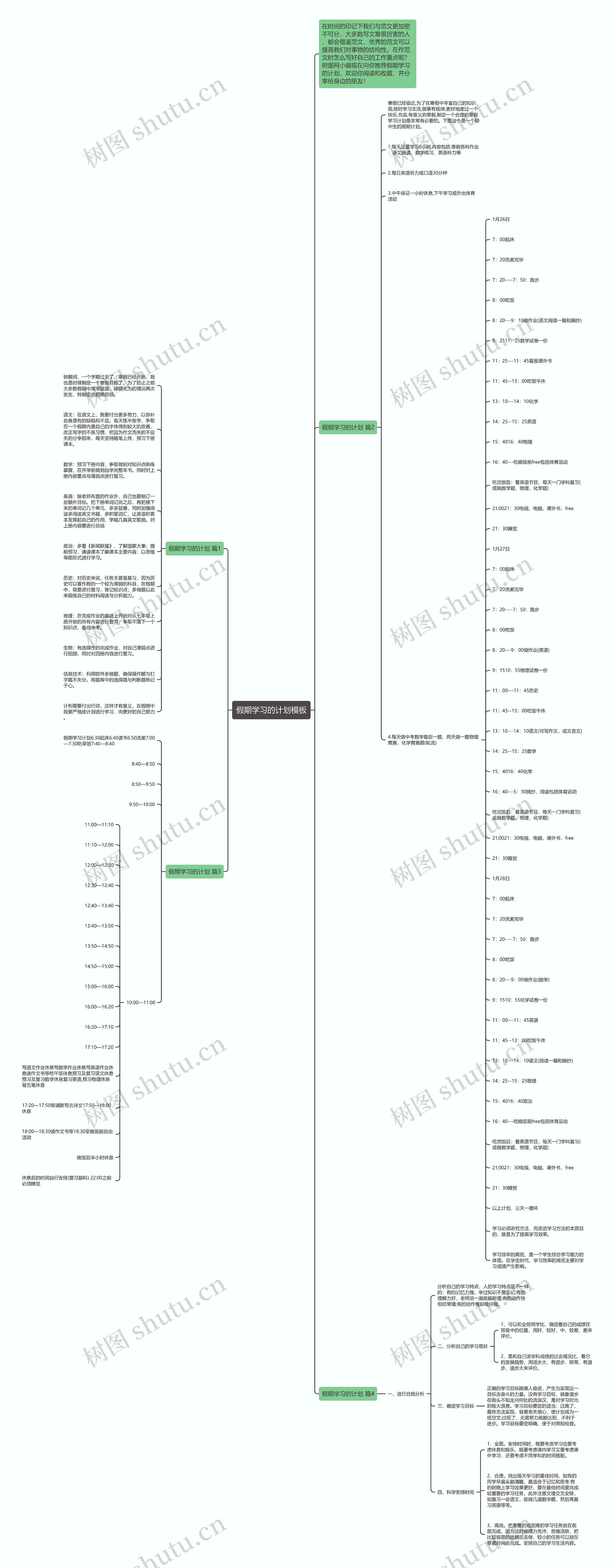 假期学习的计划模板