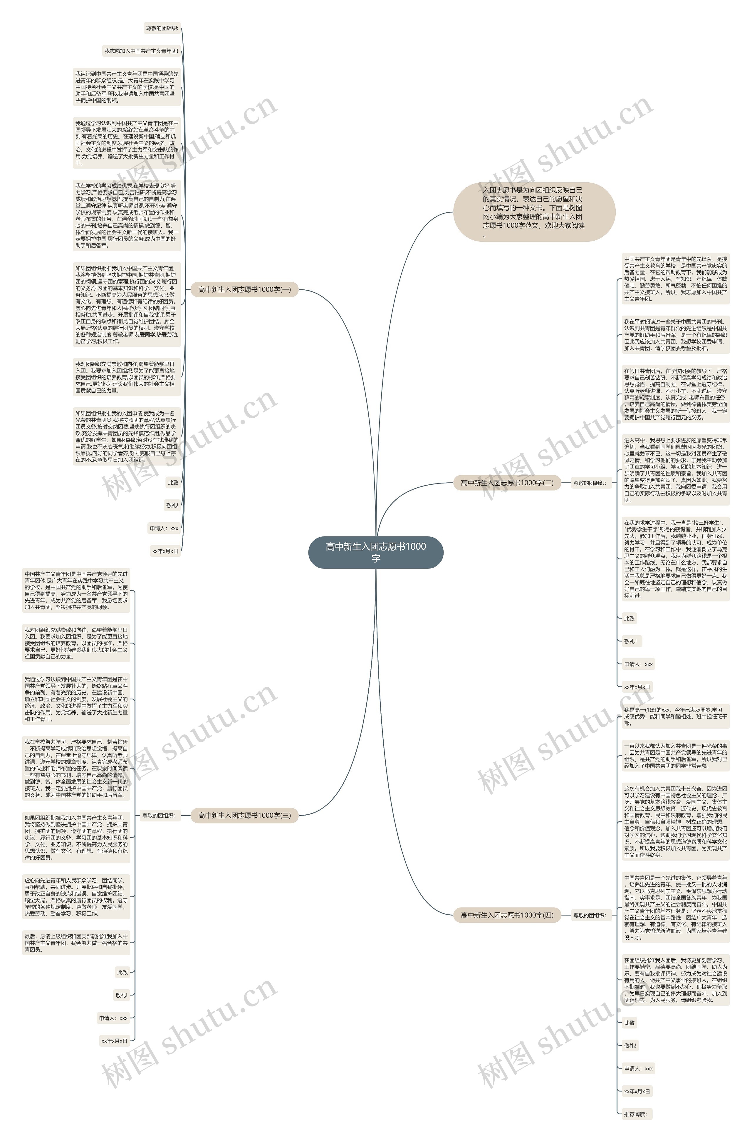高中新生入团志愿书1000字思维导图