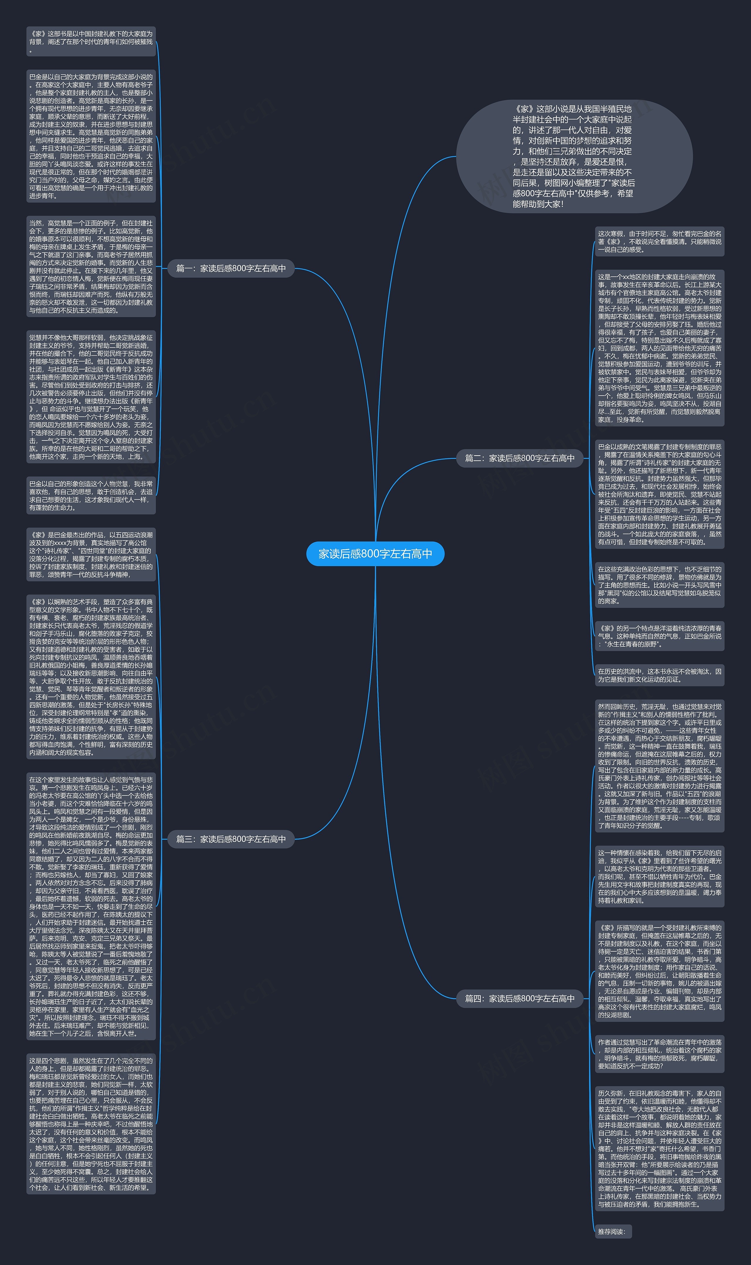 家读后感800字左右高中思维导图