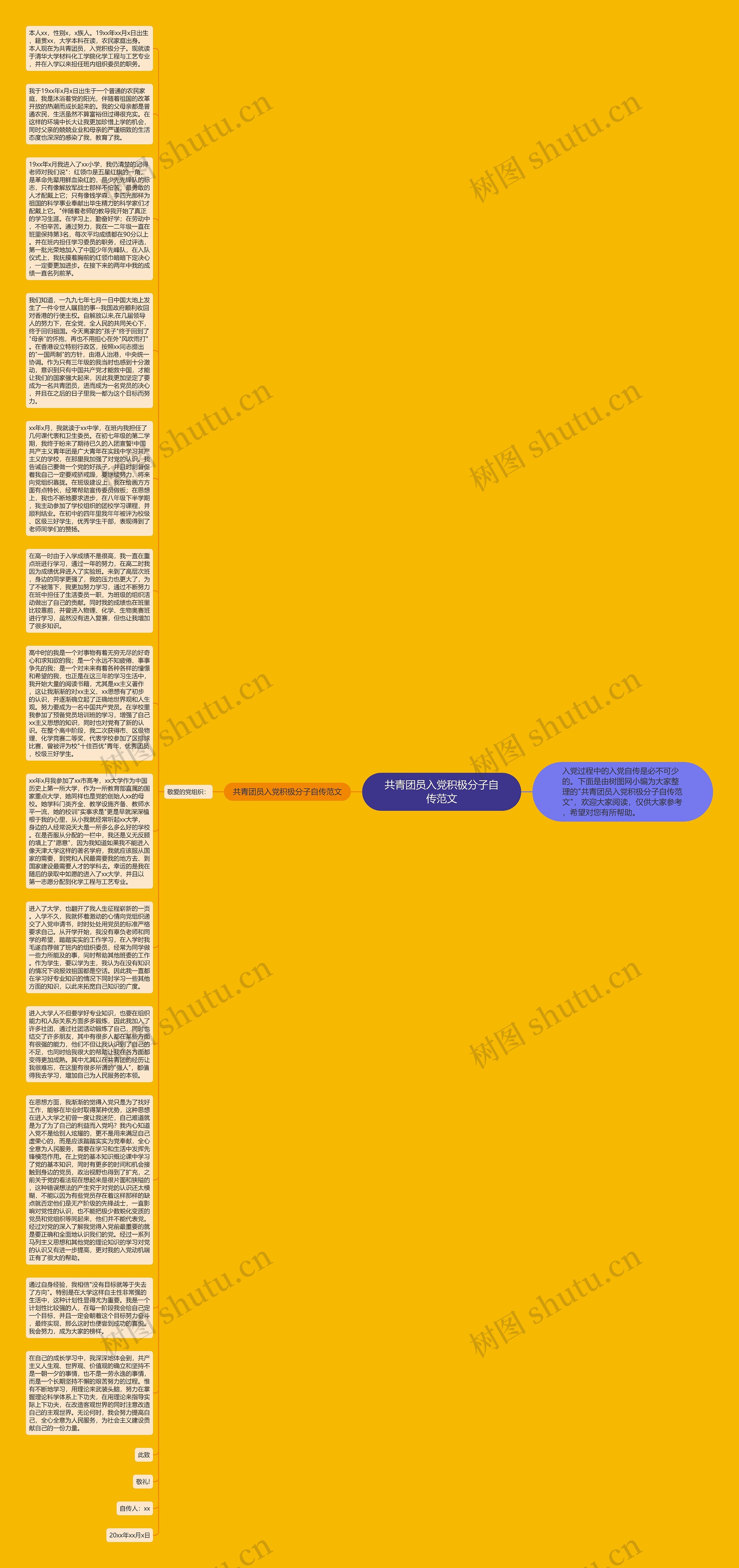 共青团员入党积极分子自传范文思维导图