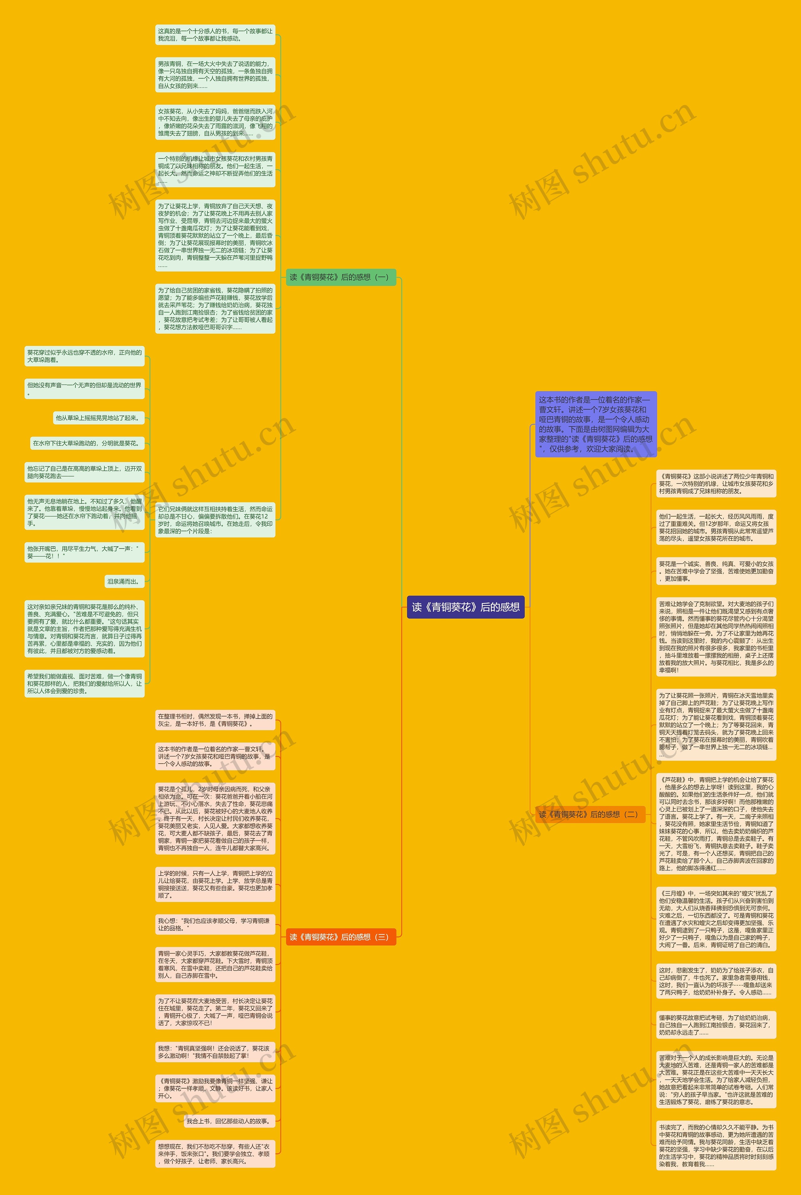 读《青铜葵花》后的感想思维导图