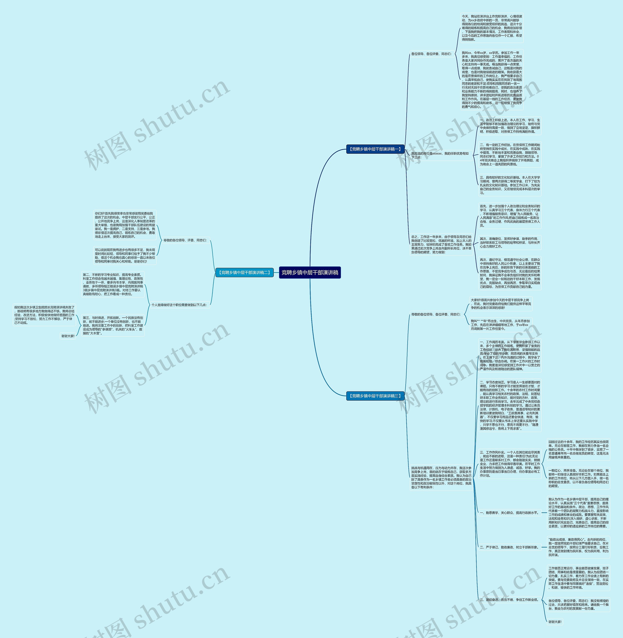 竞聘乡镇中层干部演讲稿思维导图高清图 竞聘乡镇中层干部演讲稿思维导图