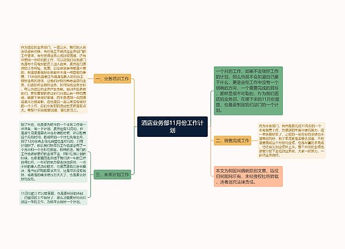 酒店业务部11月份工作计划