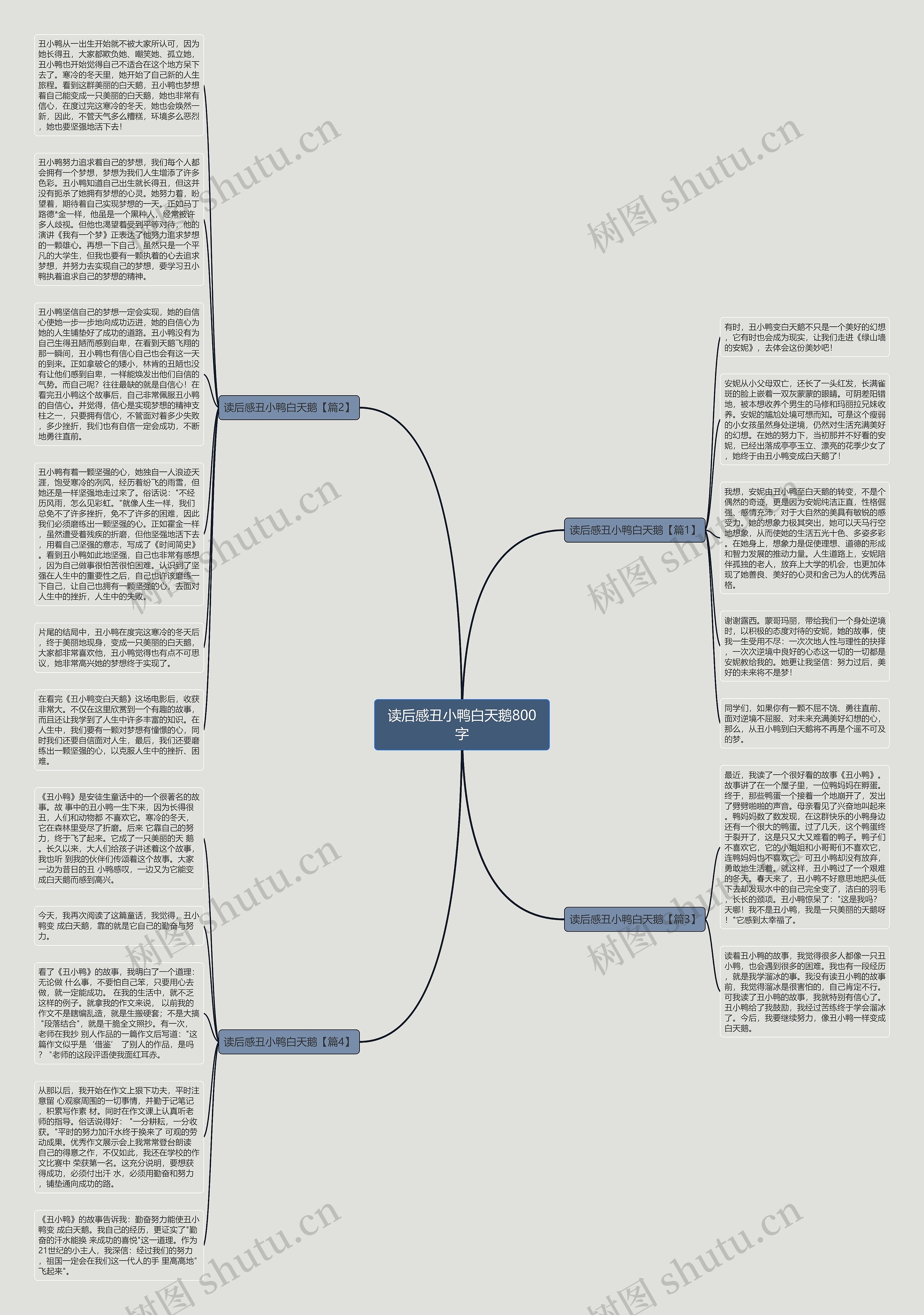 读后感丑小鸭白天鹅800字思维导图