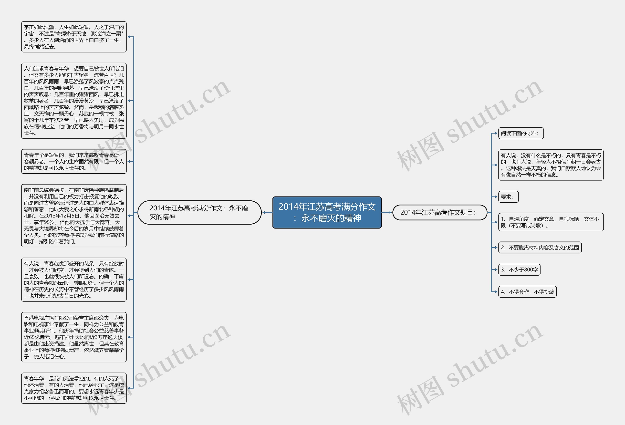 2014年江苏高考满分作文：永不磨灭的精神思维导图