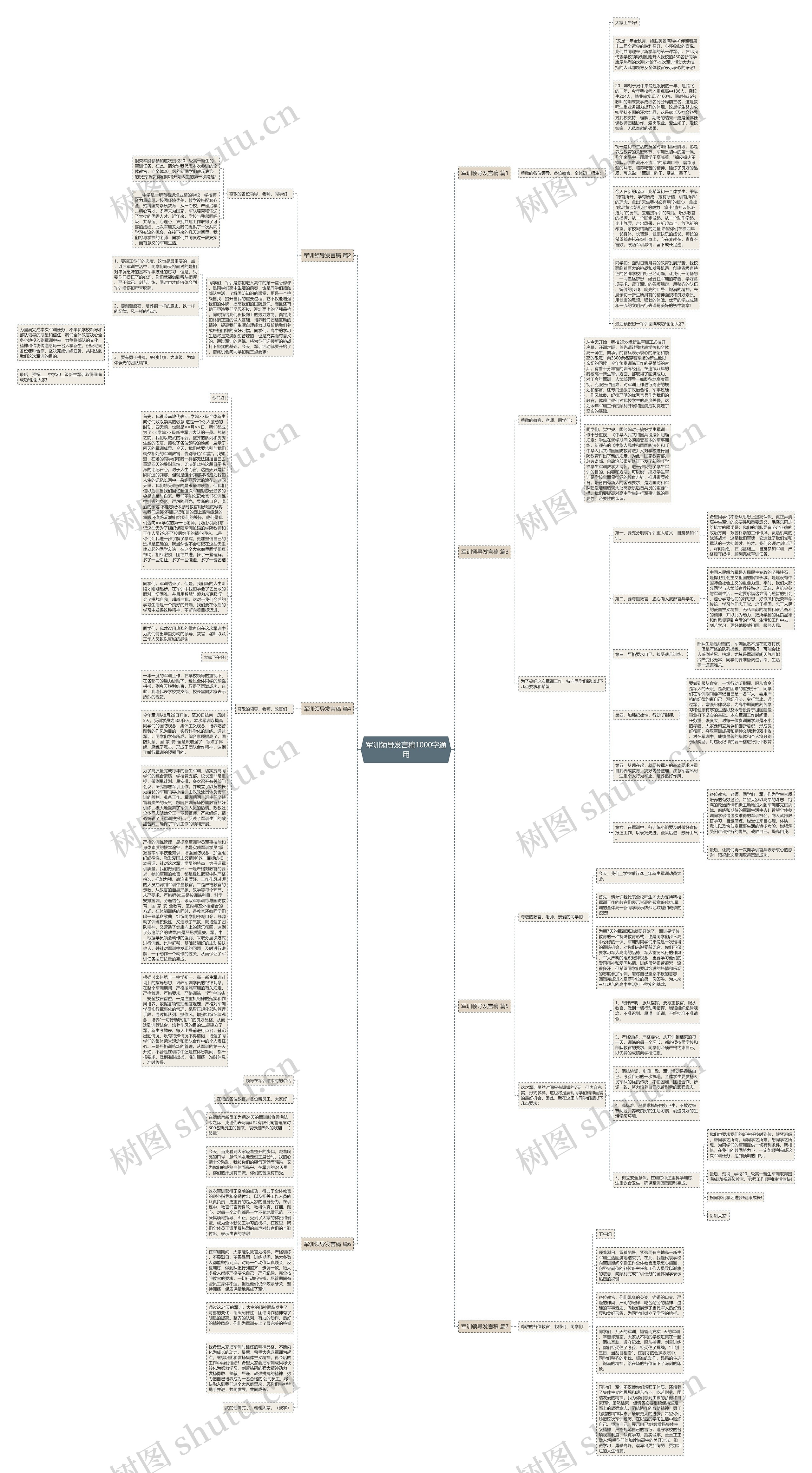 军训领导发言稿1000字通用思维导图