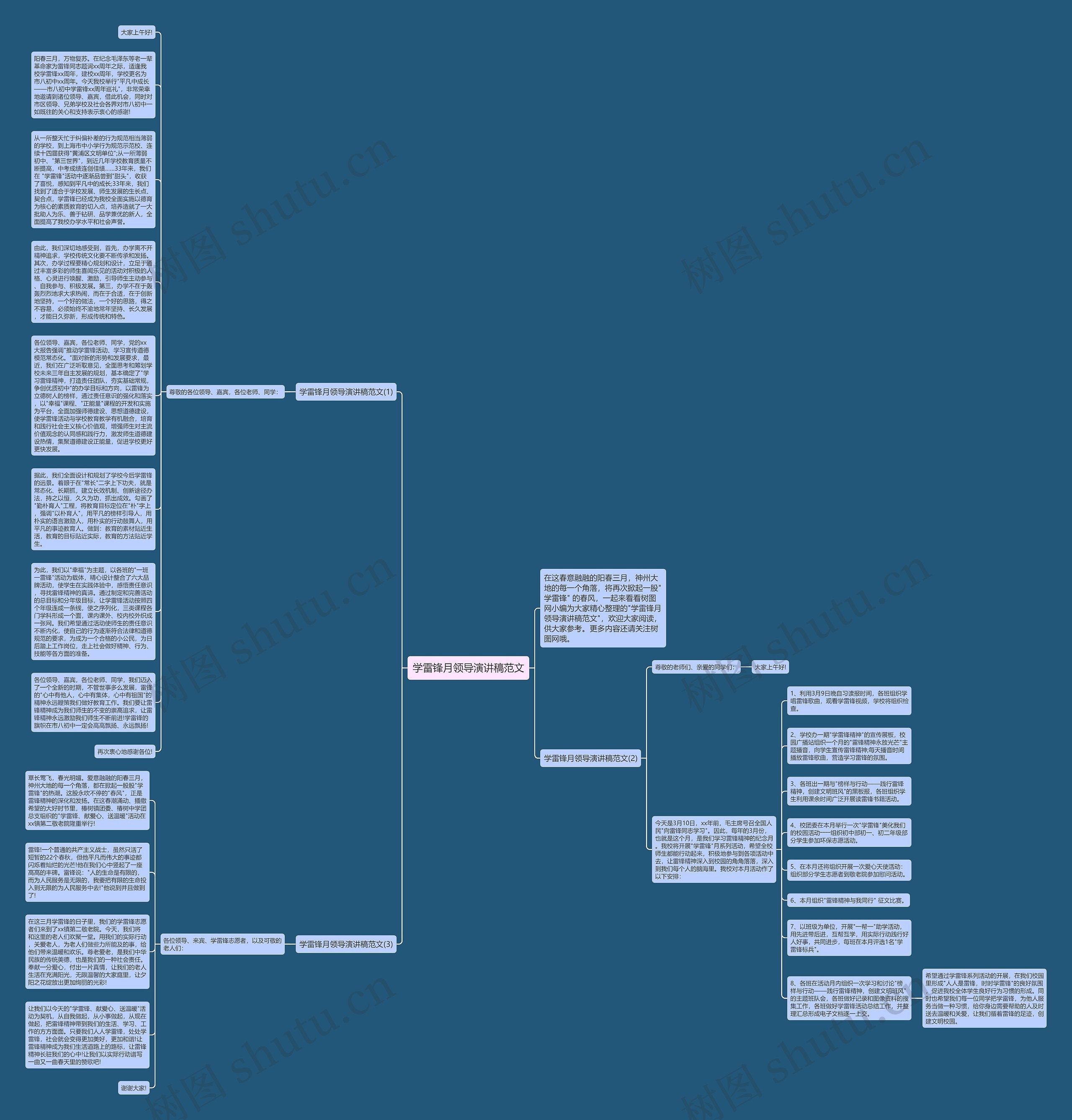 学雷锋月领导演讲稿范文思维导图