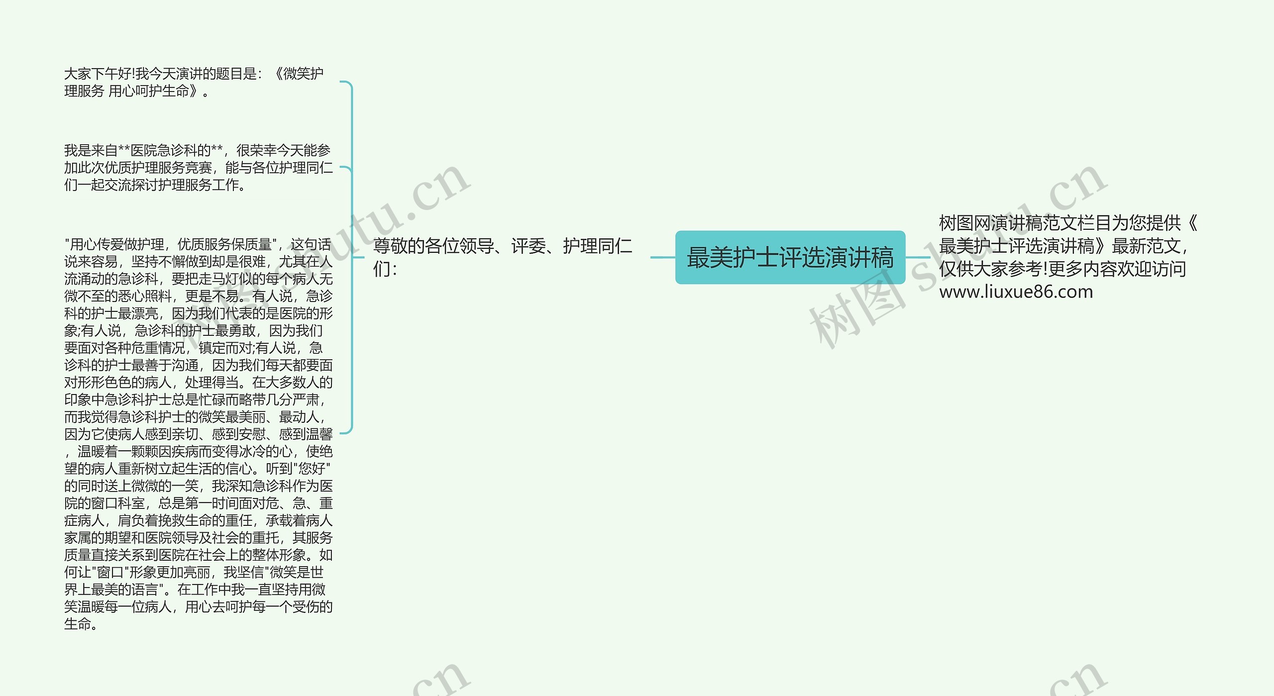 最美护士评选演讲稿思维导图